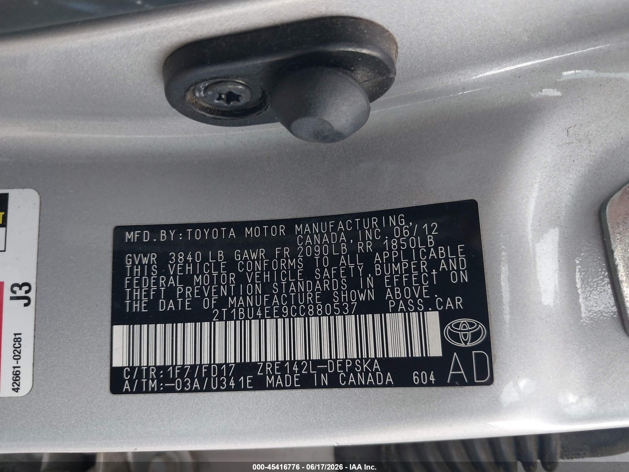 2012 Toyota Corolla S Silver vin: 2T1BU4EE9CC880537