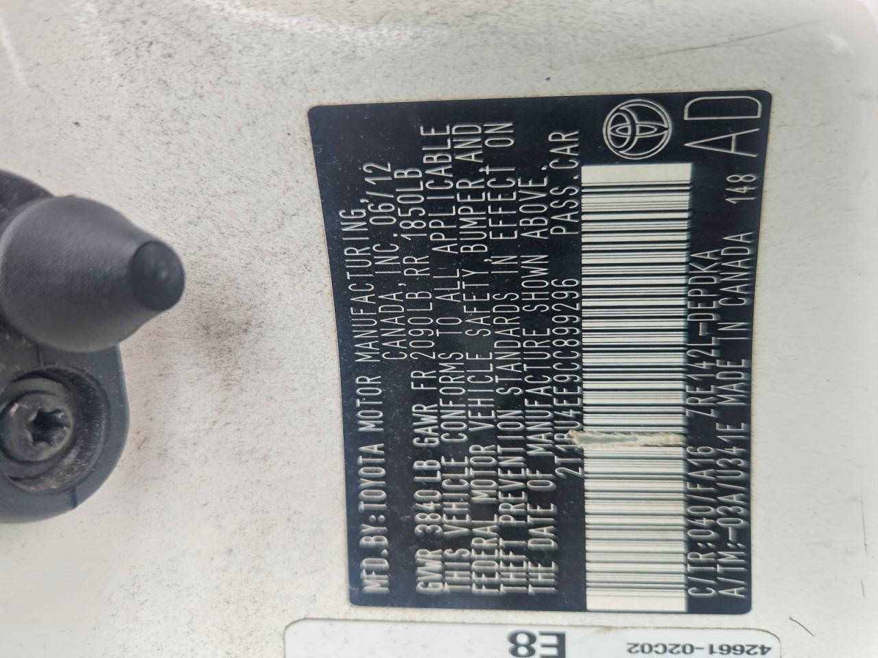 2012 Toyota Corolla L Белый vin: 2T1BU4EE9CC899296