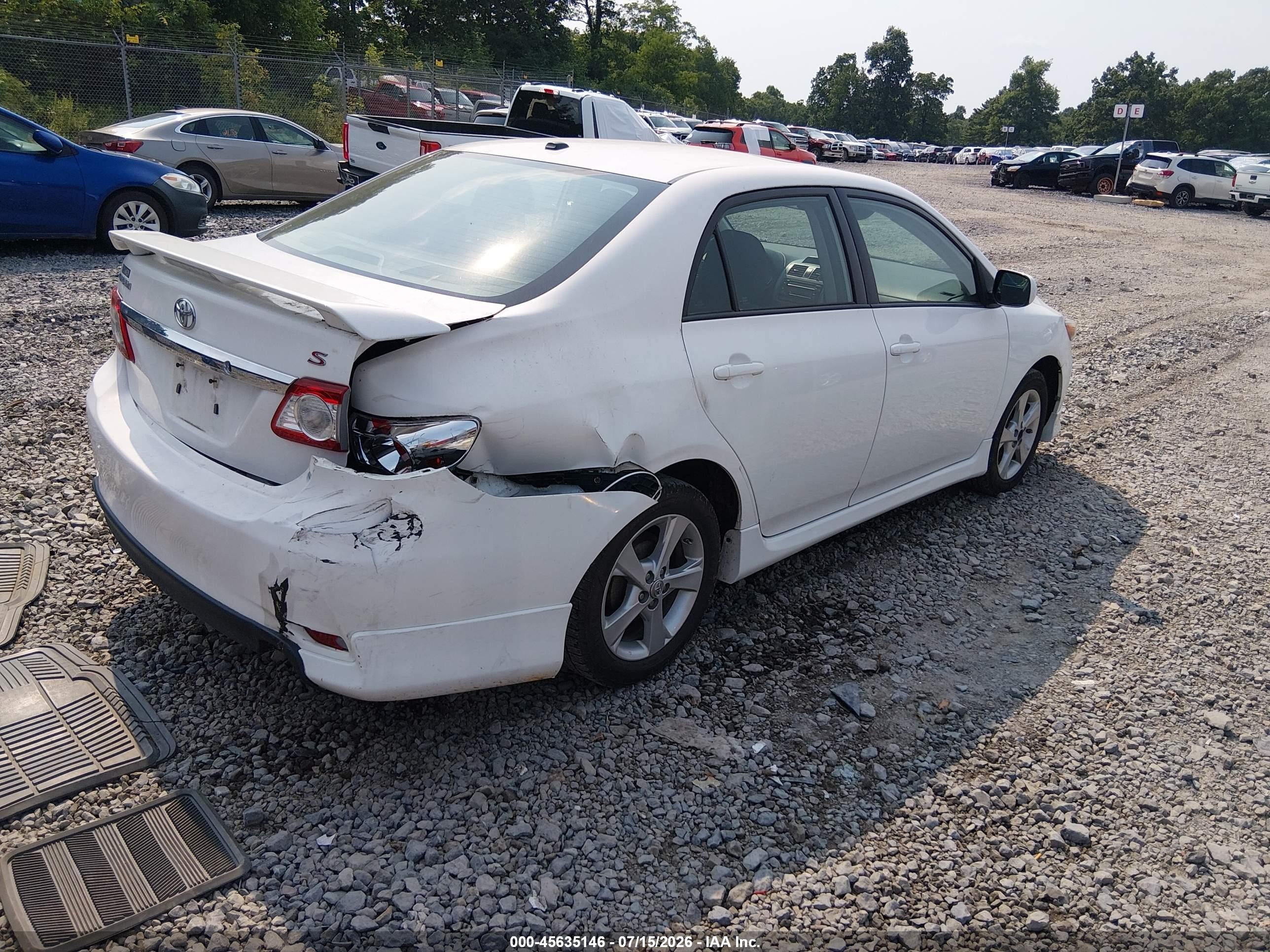 2012 Toyota Corolla S White vin: 2T1BU4EE9CC908904