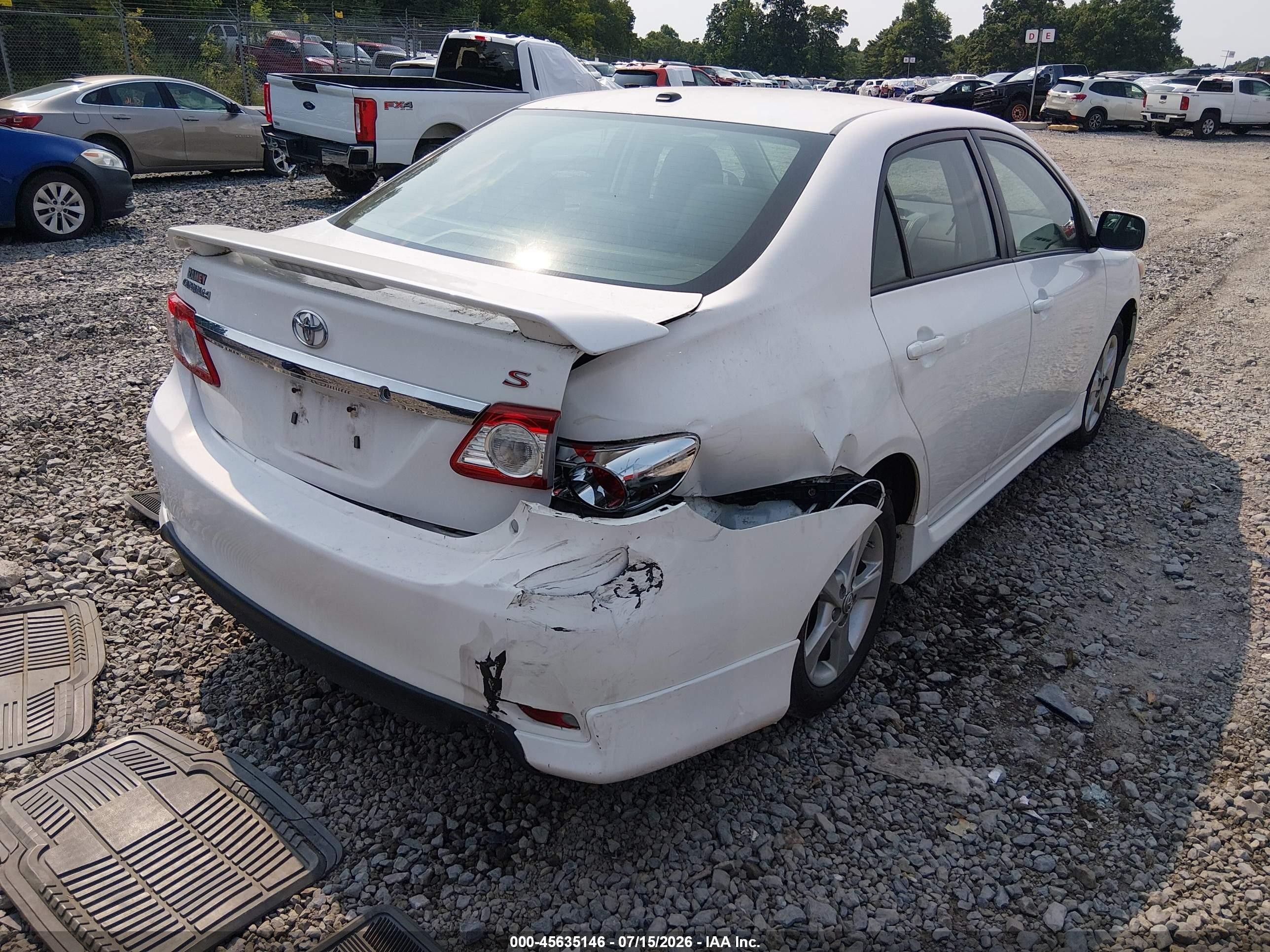 2012 Toyota Corolla S White vin: 2T1BU4EE9CC908904