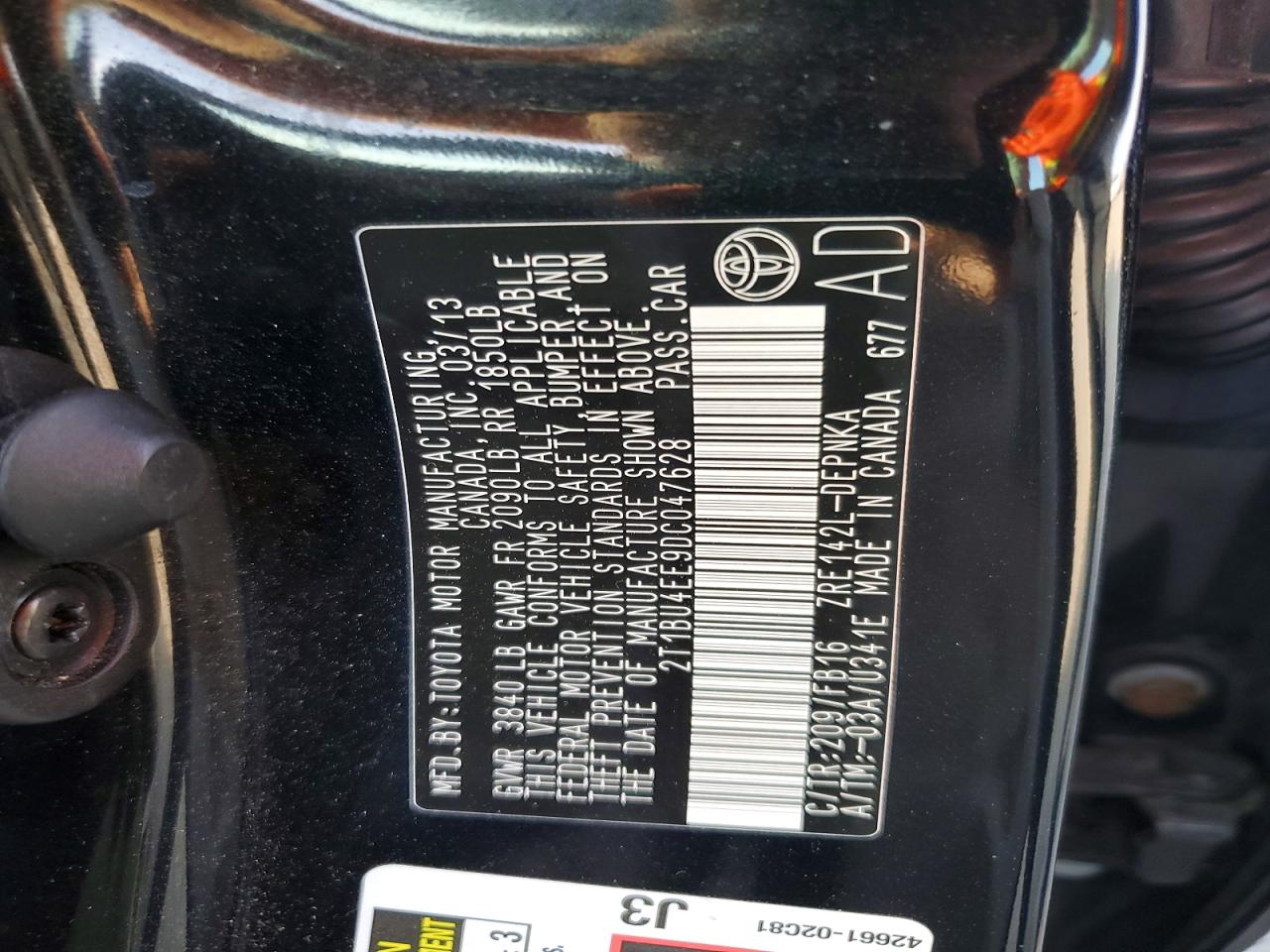 2013 Toyota Corolla Le Black vin: 2T1BU4EE9DC047628