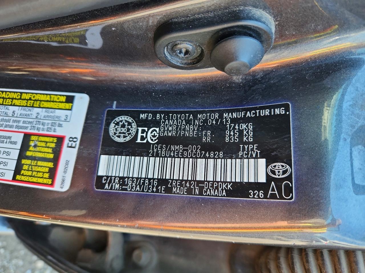 2013 Toyota Corolla L Gray vin: 2T1BU4EE9DC074828