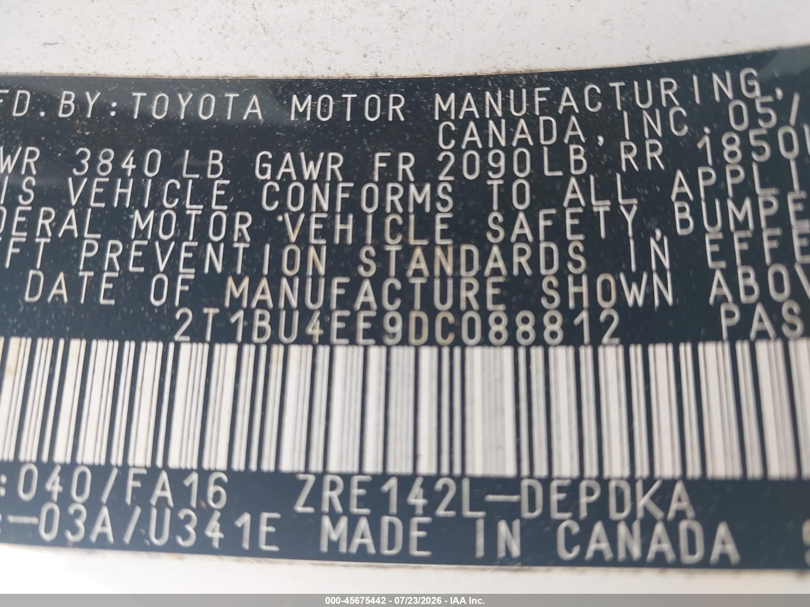 2013 Toyota Corolla L Белый vin: 2T1BU4EE9DC088812