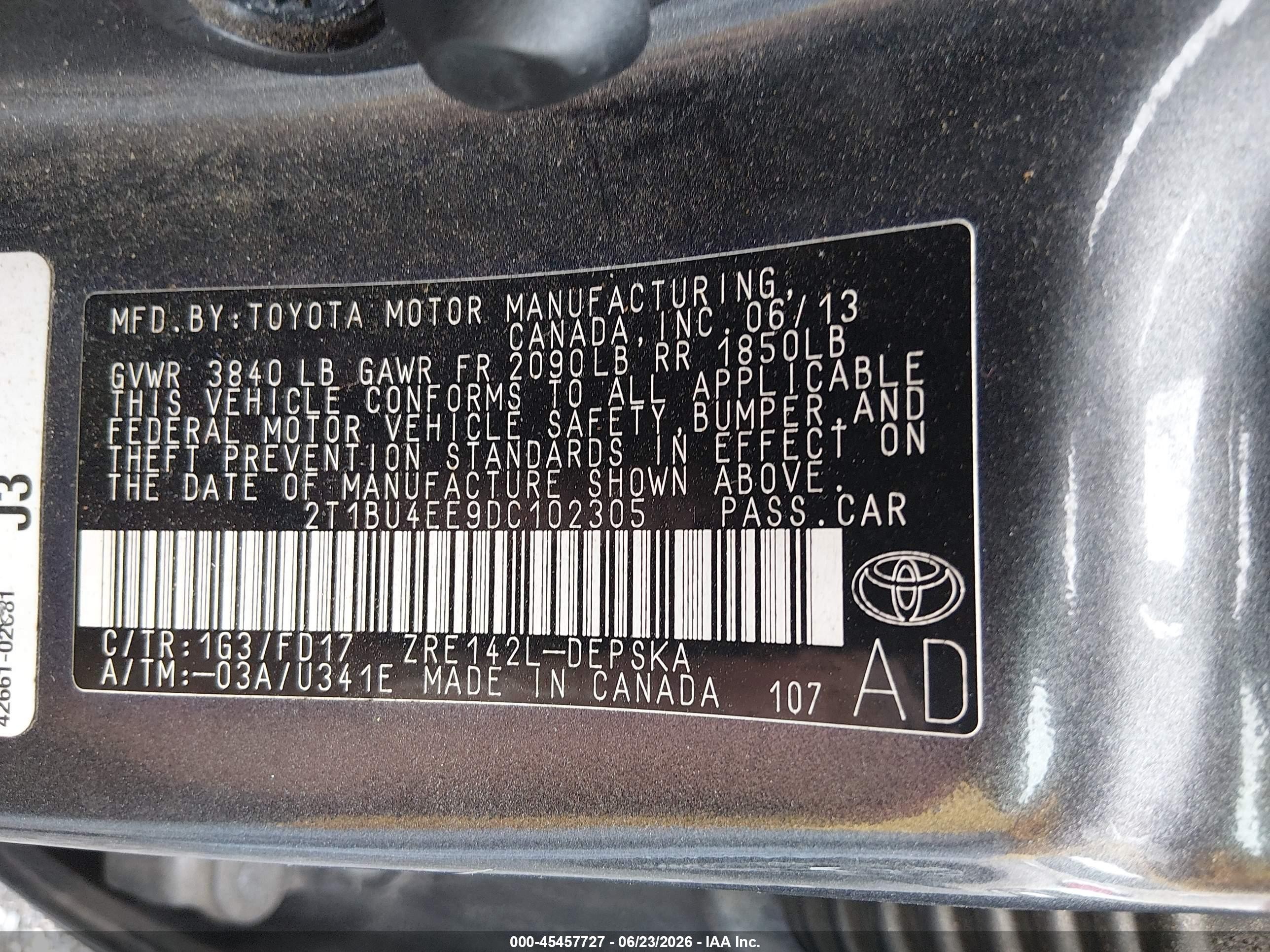2013 Toyota Corolla S Gray vin: 2T1BU4EE9DC102305