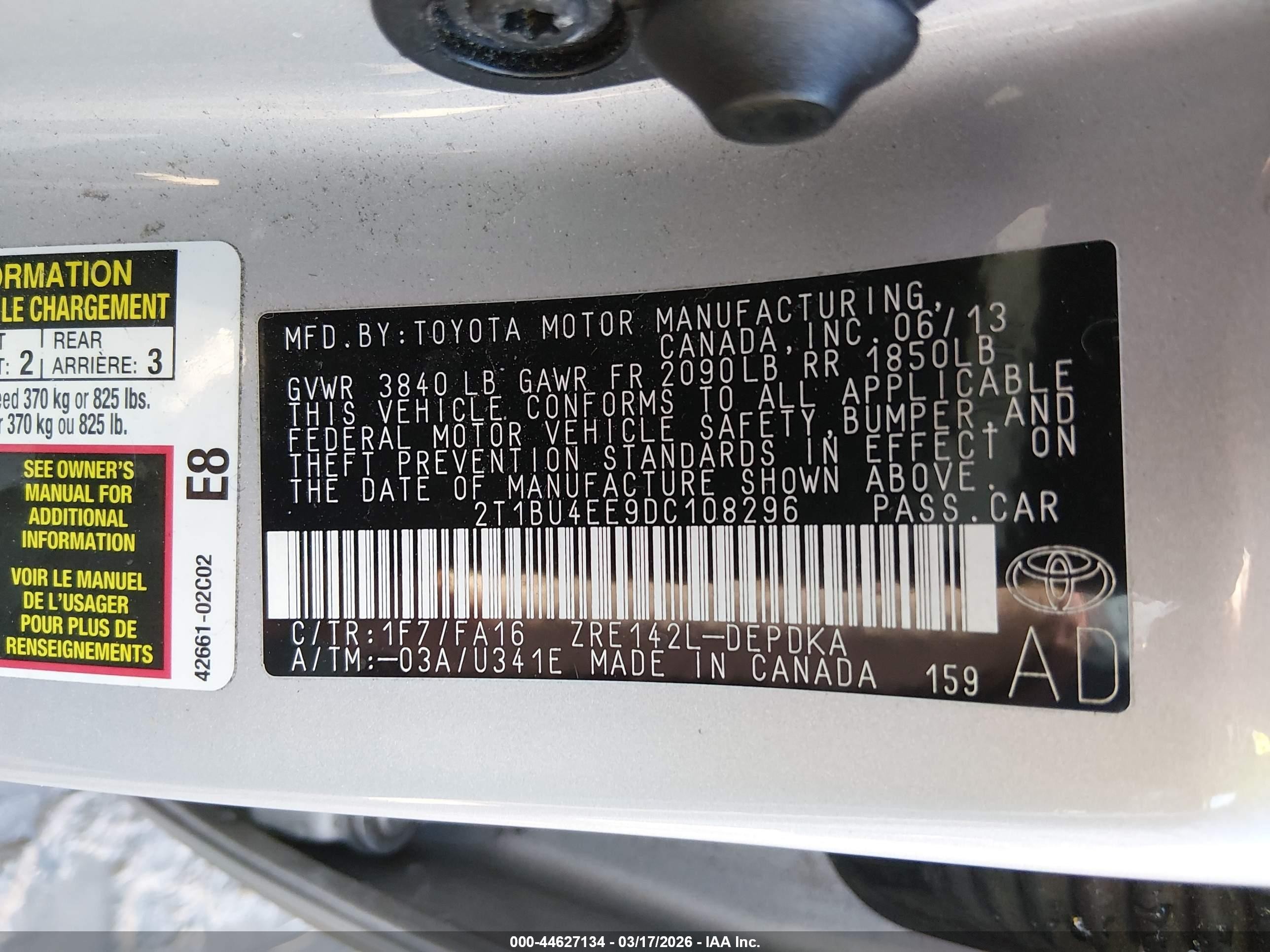 2013 Toyota Corolla L Silver vin: 2T1BU4EE9DC108296