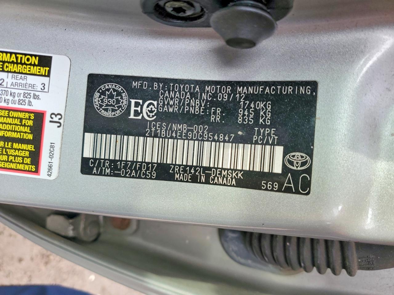 2013 Toyota Corolla L Silver vin: 2T1BU4EE9DC954847