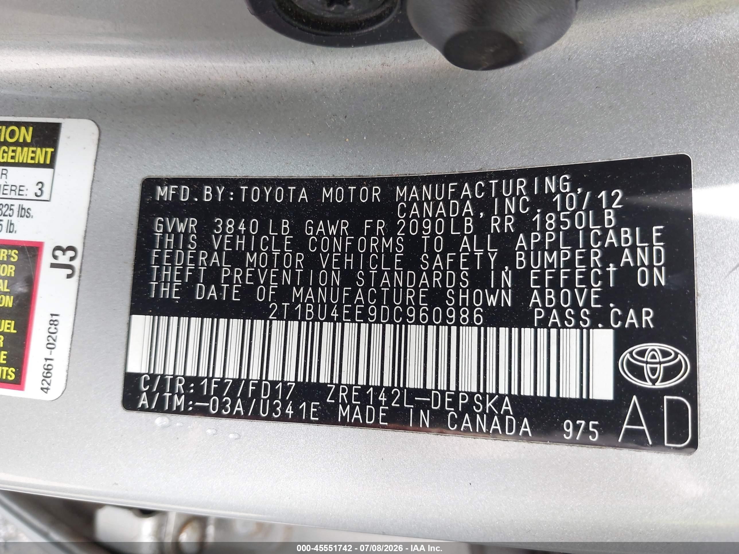 2013 Toyota Corolla S Silver vin: 2T1BU4EE9DC960986