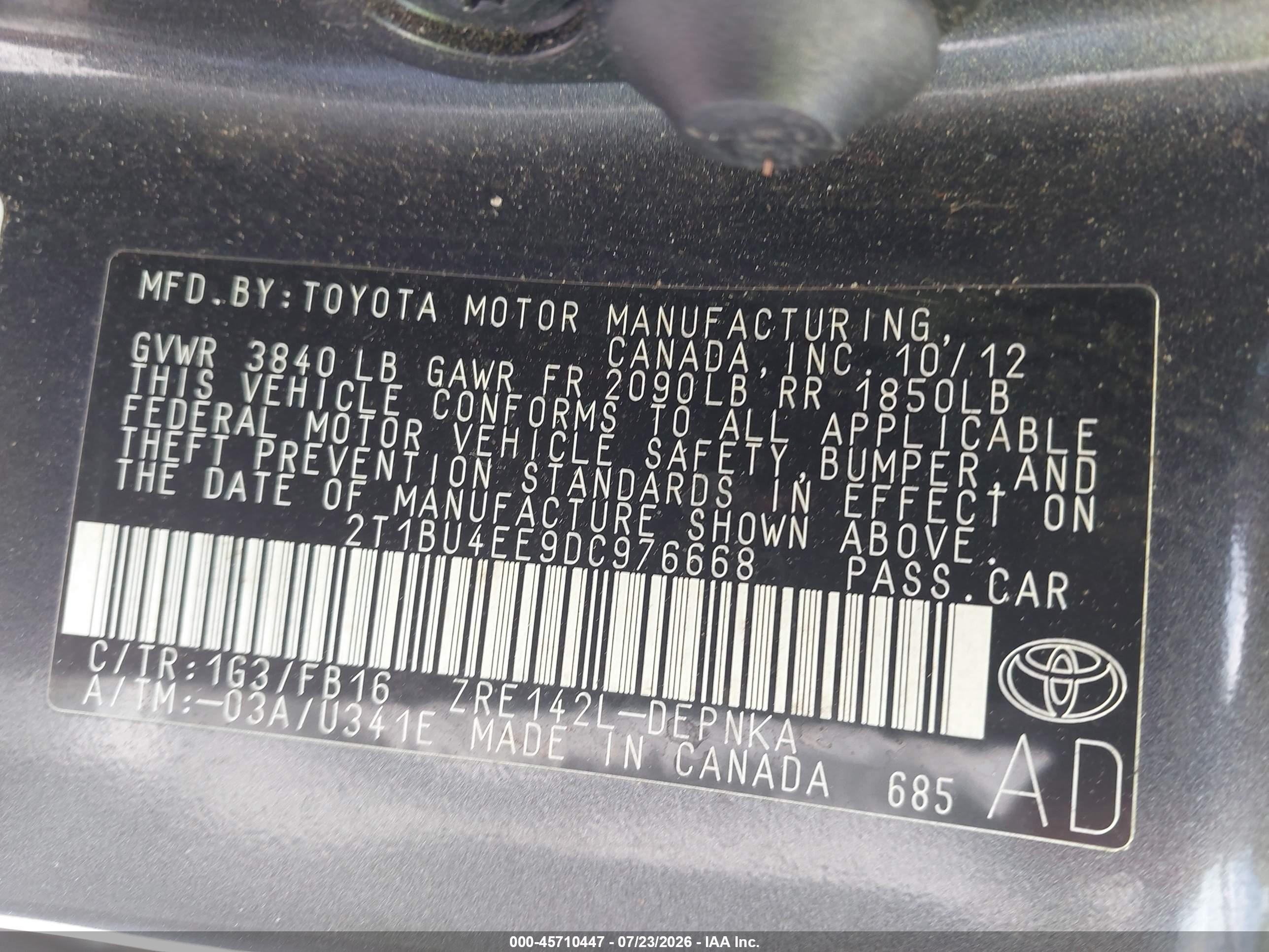 2013 Toyota Corolla Le Серый vin: 2T1BU4EE9DC976668
