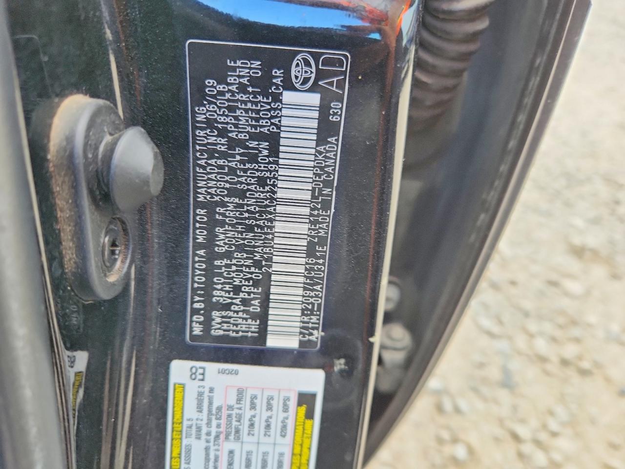 2010 Toyota Corolla Le Black vin: 2T1BU4EEXAC225591