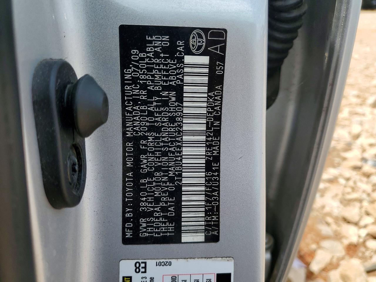 2010 Toyota Corolla Le Silver vin: 2T1BU4EEXAC238907