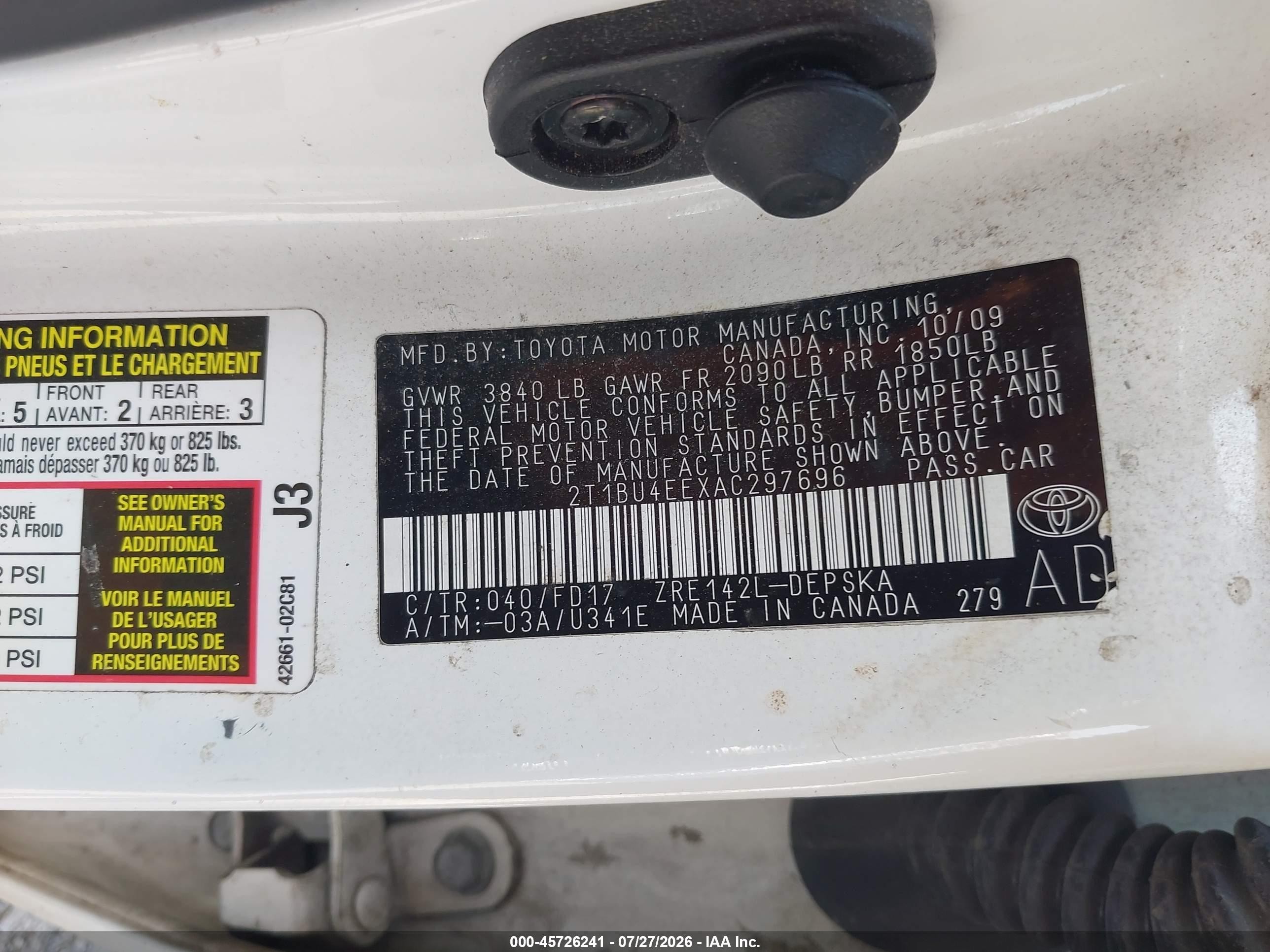 2010 Toyota Corolla S Белый vin: 2T1BU4EEXAC297696
