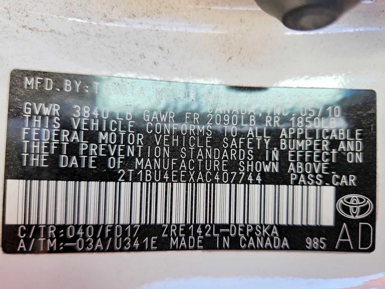 2010 Toyota Corolla S White vin: 2T1BU4EEXAC407744