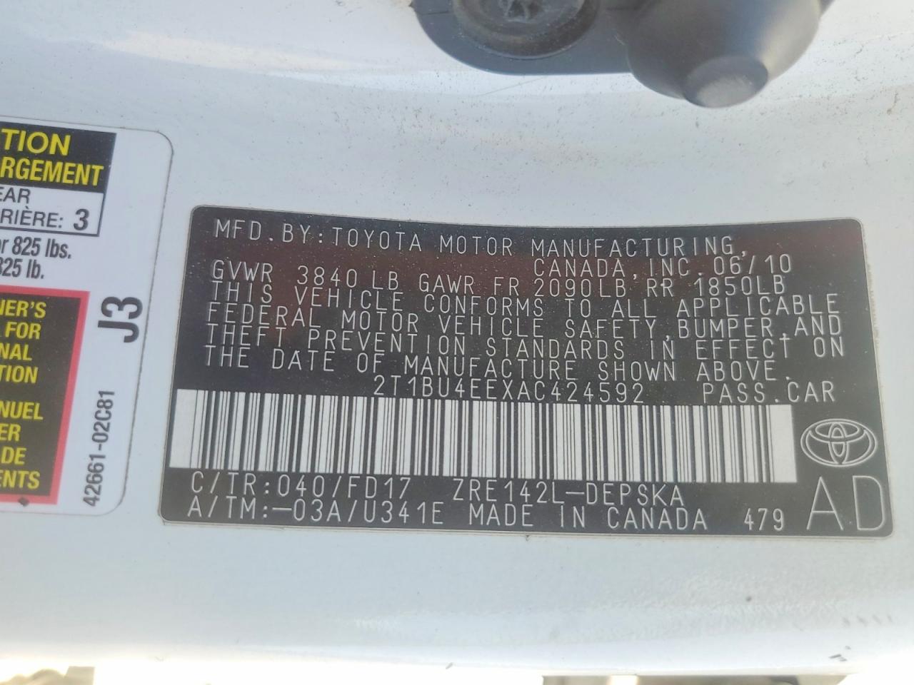 2010 Toyota Corolla S White vin: 2T1BU4EEXAC424592