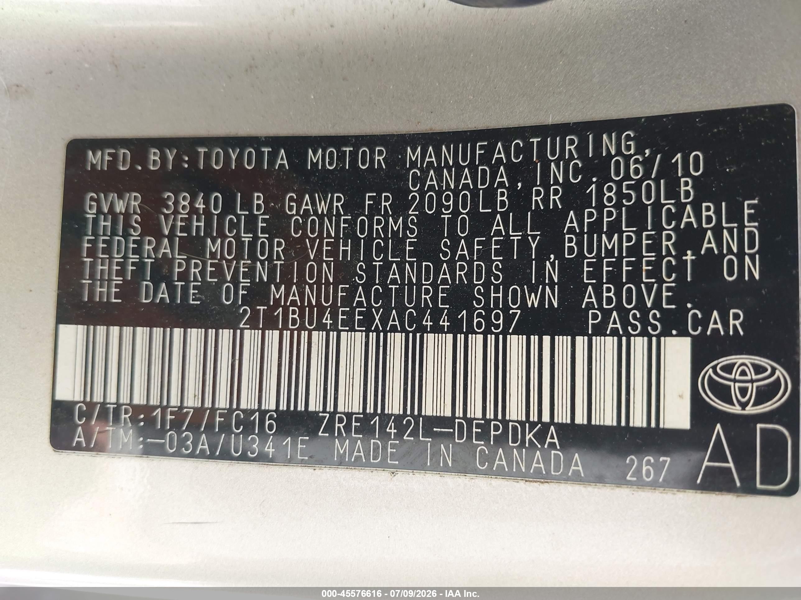2010 Toyota Corolla Le Silver vin: 2T1BU4EEXAC441697