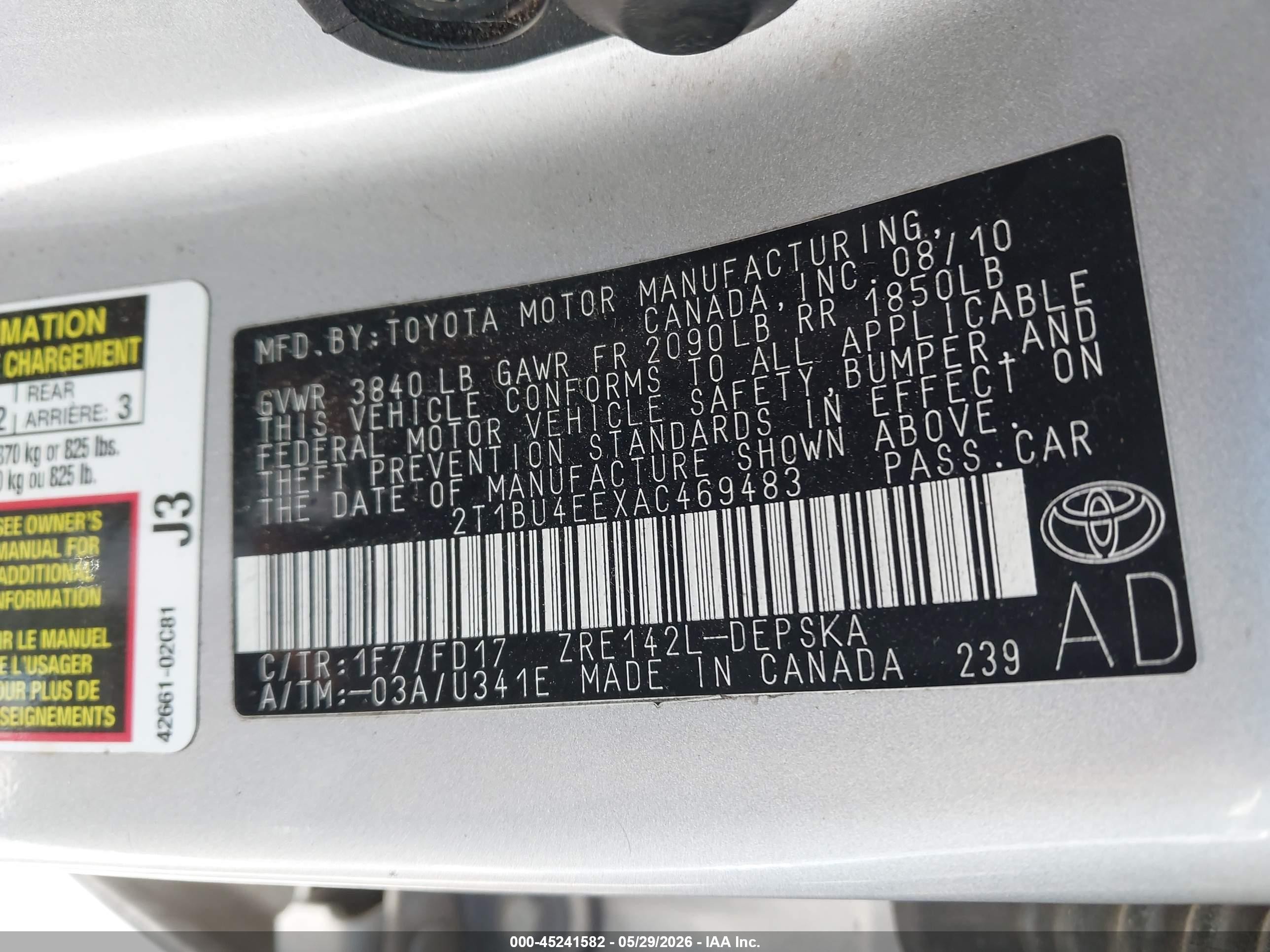 2010 Toyota Corolla S Серебряный vin: 2T1BU4EEXAC469483