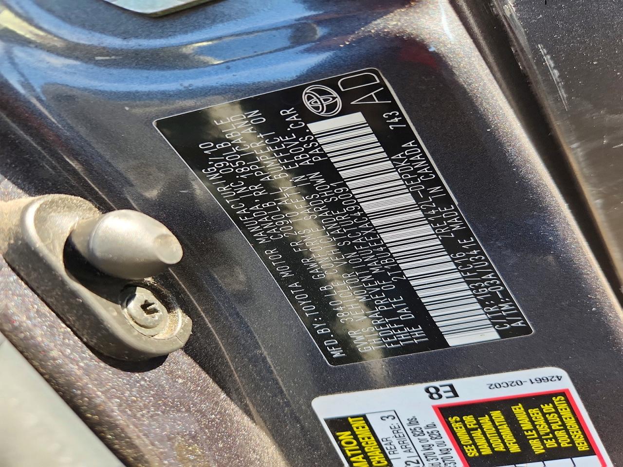 2010 Toyota Corolla Le Charcoal vin: 2T1BU4EEXAC490091