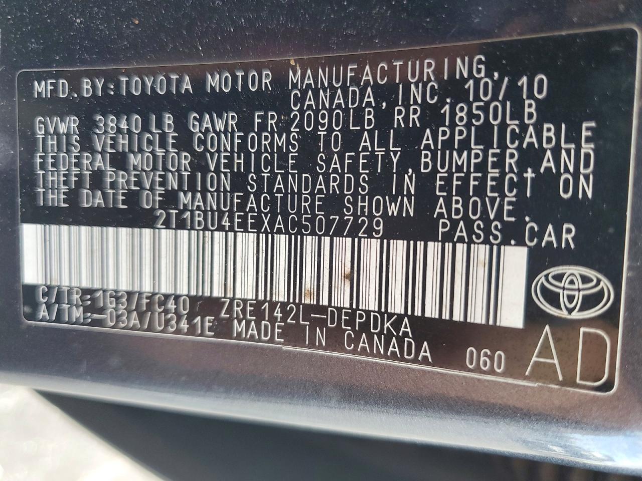 2010 Toyota Corolla Le Gray vin: 2T1BU4EEXAC507729