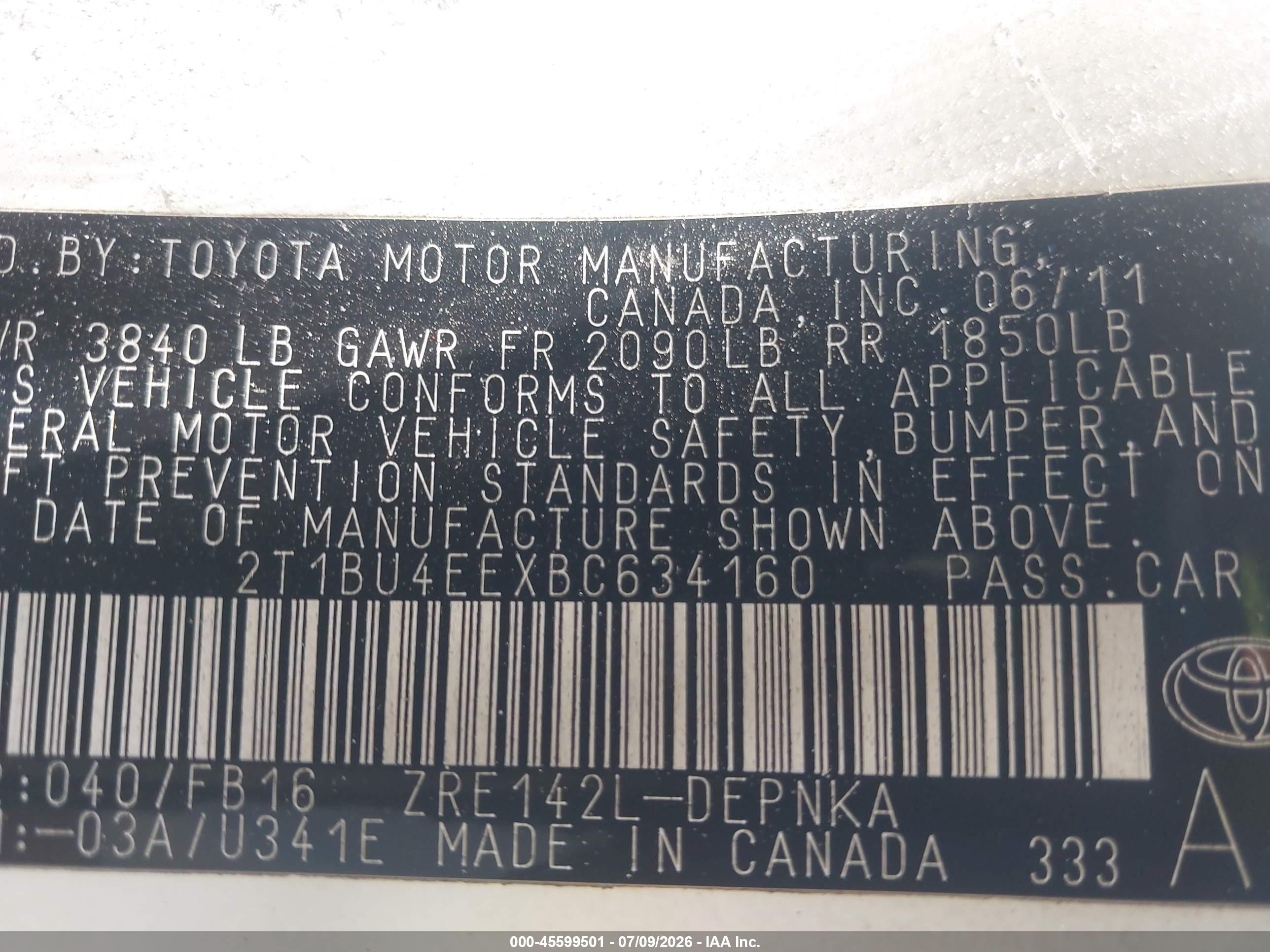 2011 Toyota Corolla Le White vin: 2T1BU4EEXBC634160