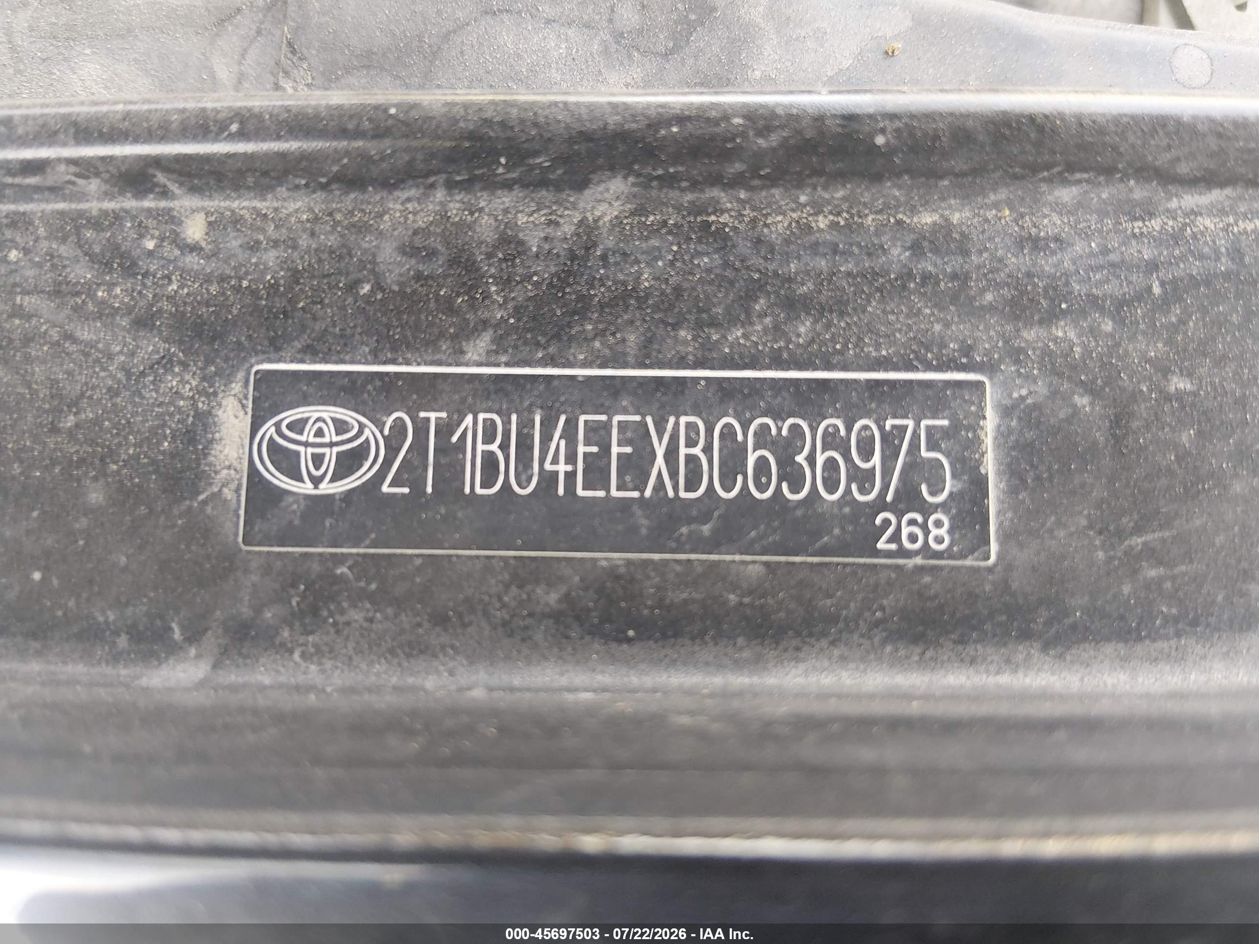 2011 Toyota Corolla   Black vin: 2T1BU4EEXBC636975