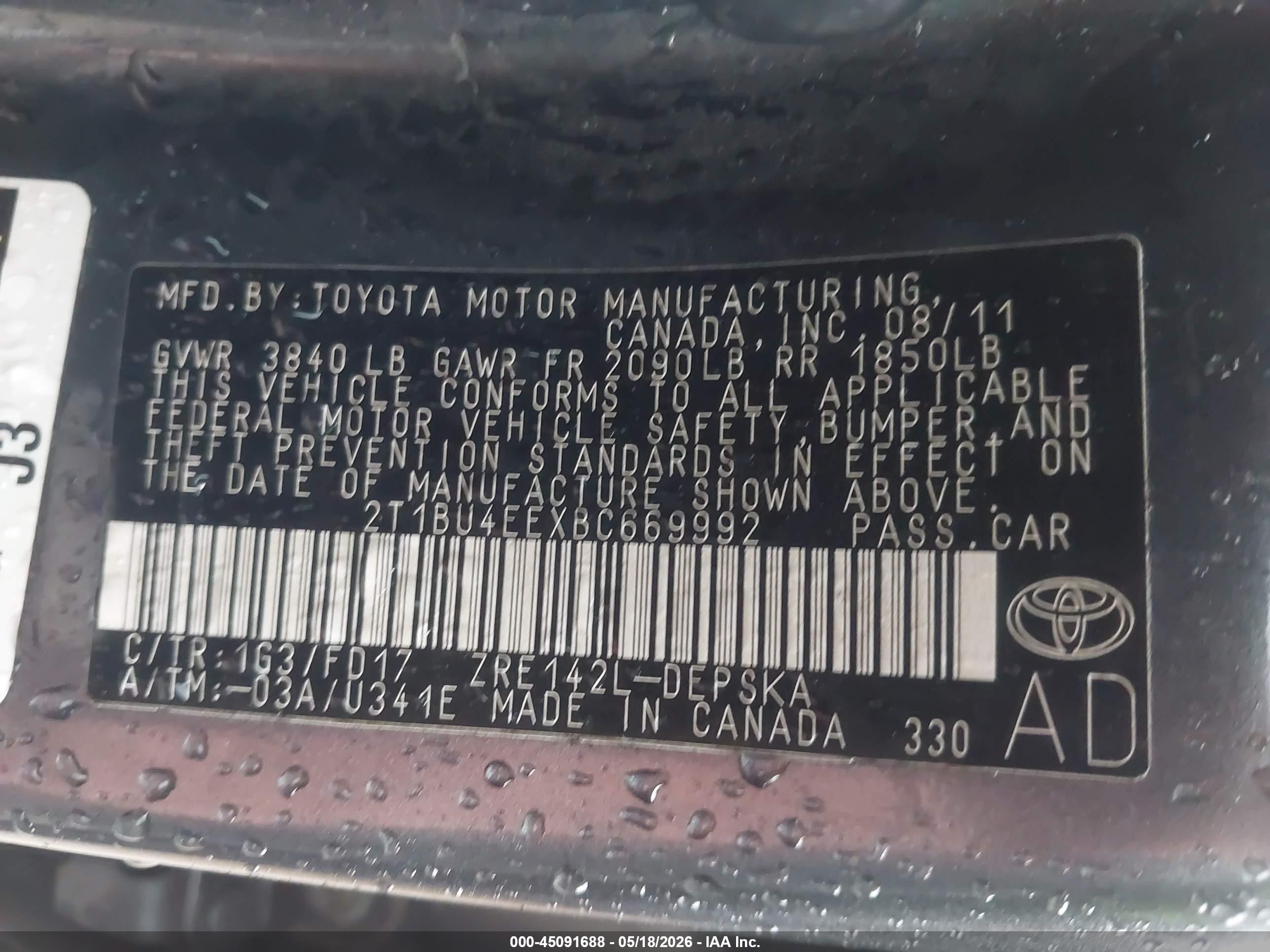 2011 Toyota Corolla S Gray vin: 2T1BU4EEXBC669992