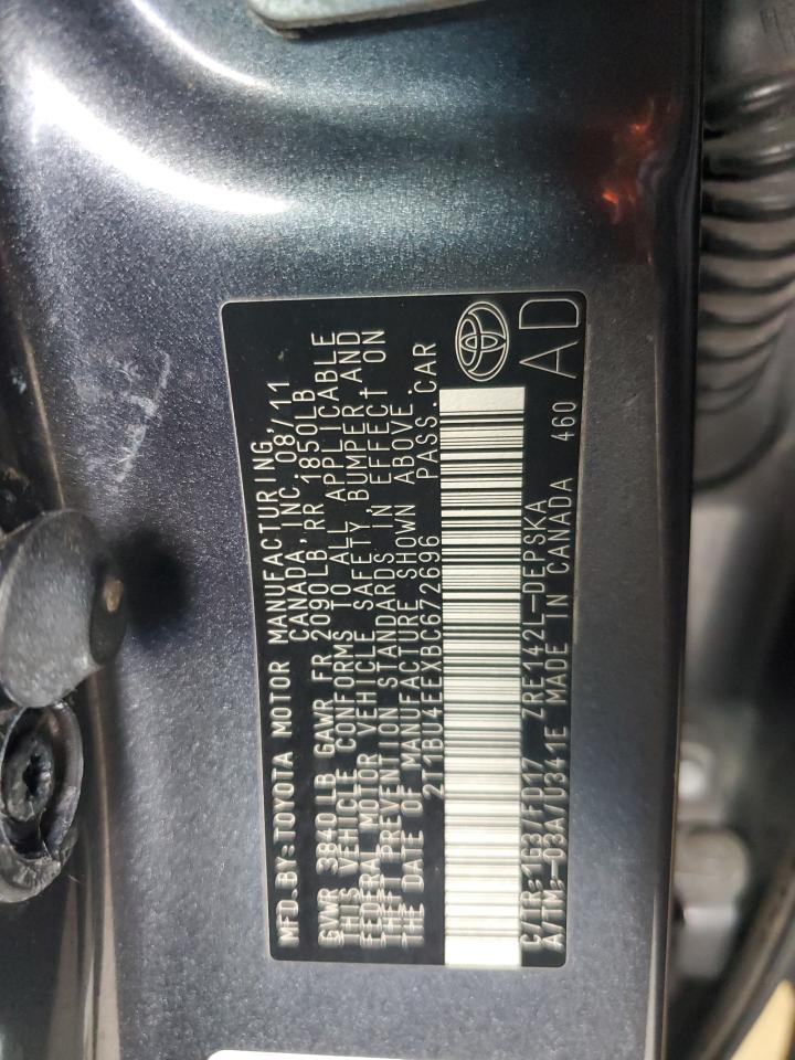 2011 Toyota Corolla S Gray vin: 2T1BU4EEXBC672696