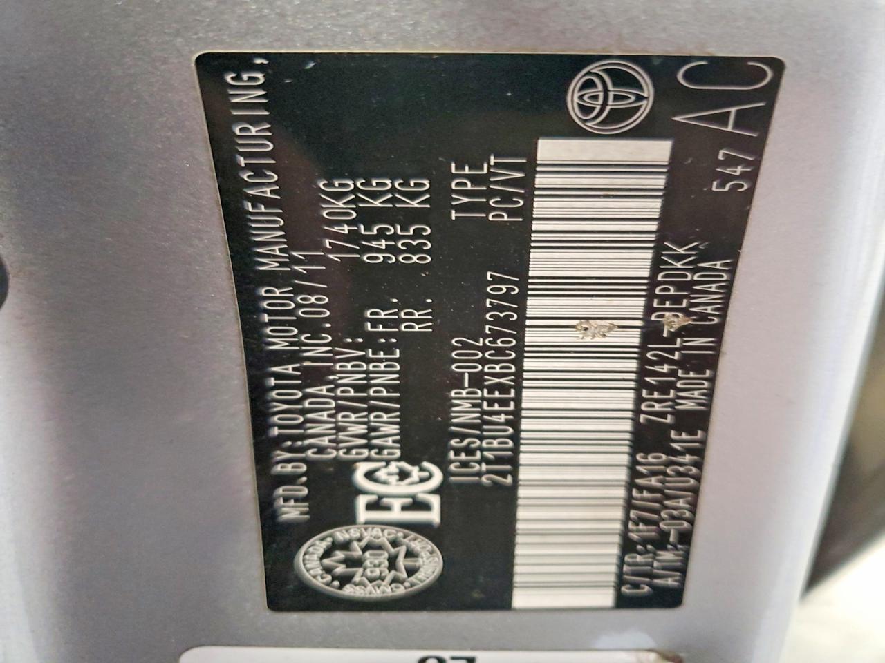 2011 Toyota Corolla Base Silver vin: 2T1BU4EEXBC673797
