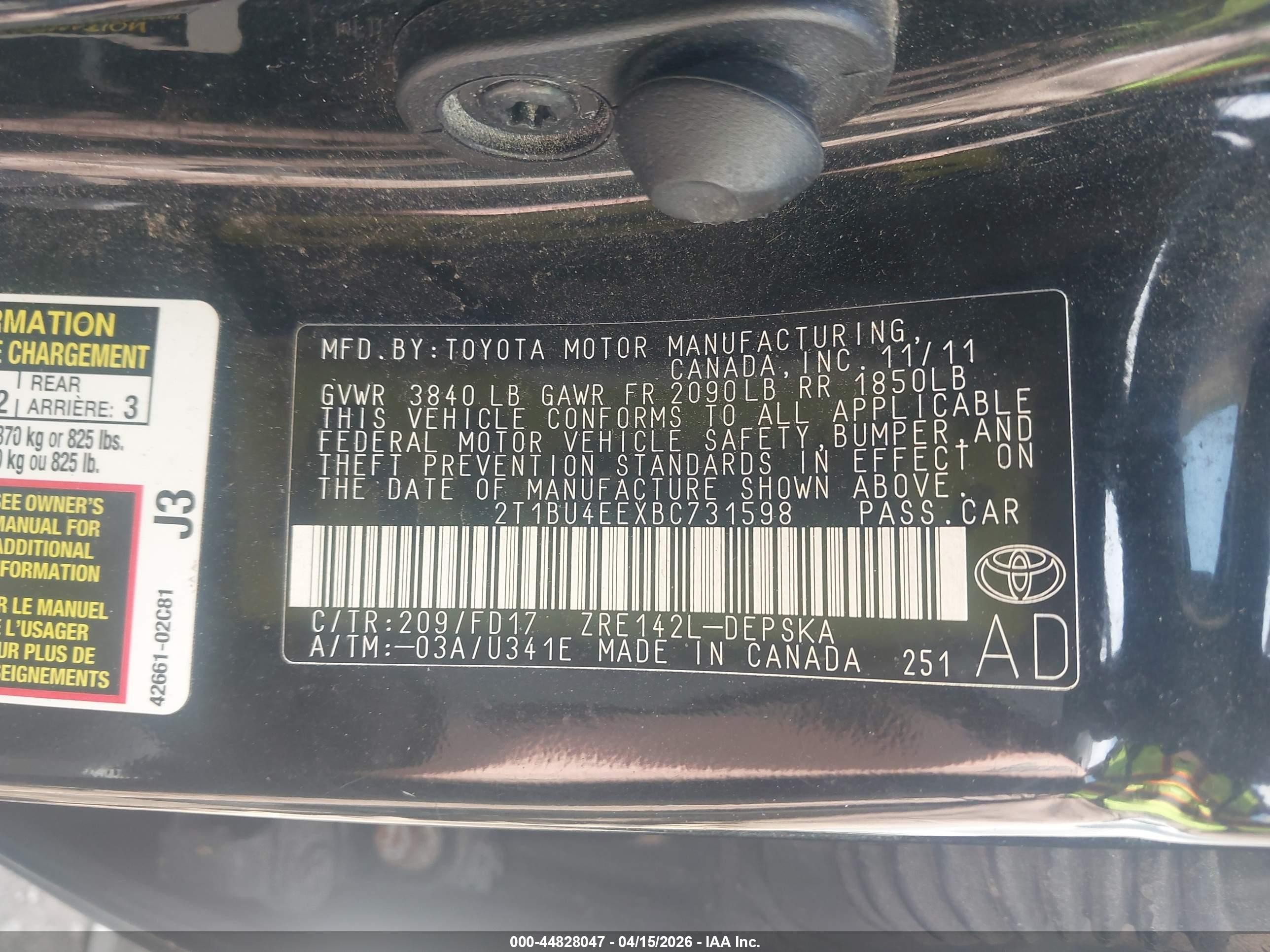 2011 Toyota Corolla S Black vin: 2T1BU4EEXBC731598