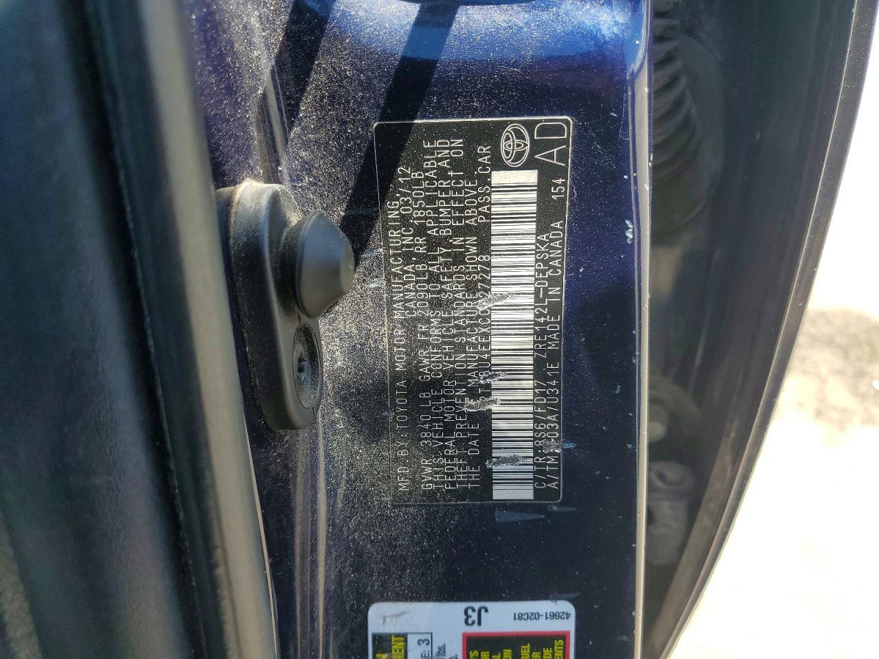 2012 Toyota Corolla S Blue vin: 2T1BU4EEXCC827278