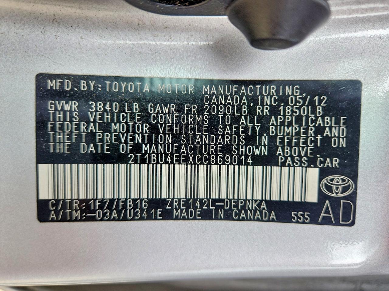 2012 Toyota Corolla Le Серебряный vin: 2T1BU4EEXCC869014