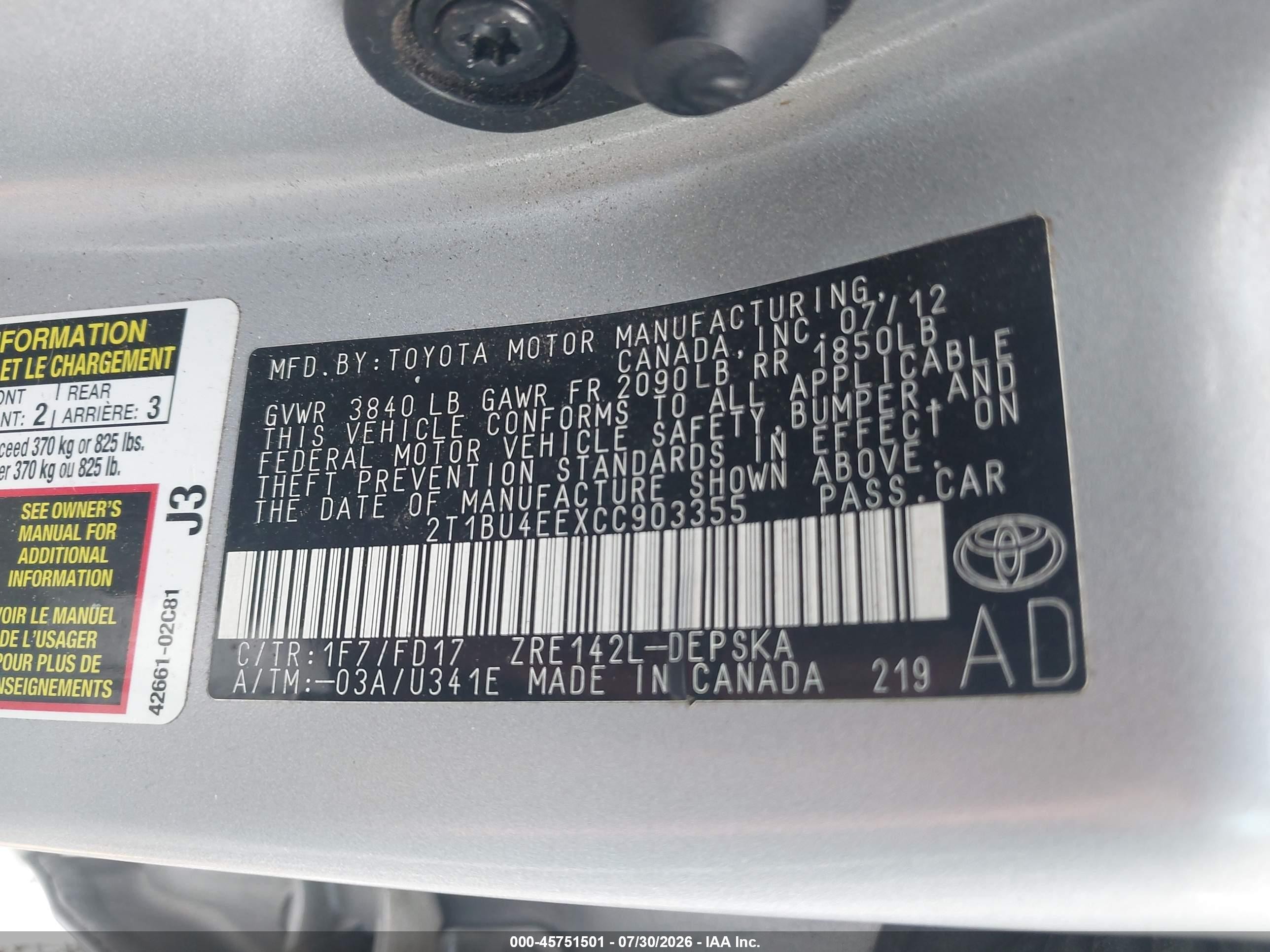 2012 Toyota Corolla S Silver vin: 2T1BU4EEXCC903355