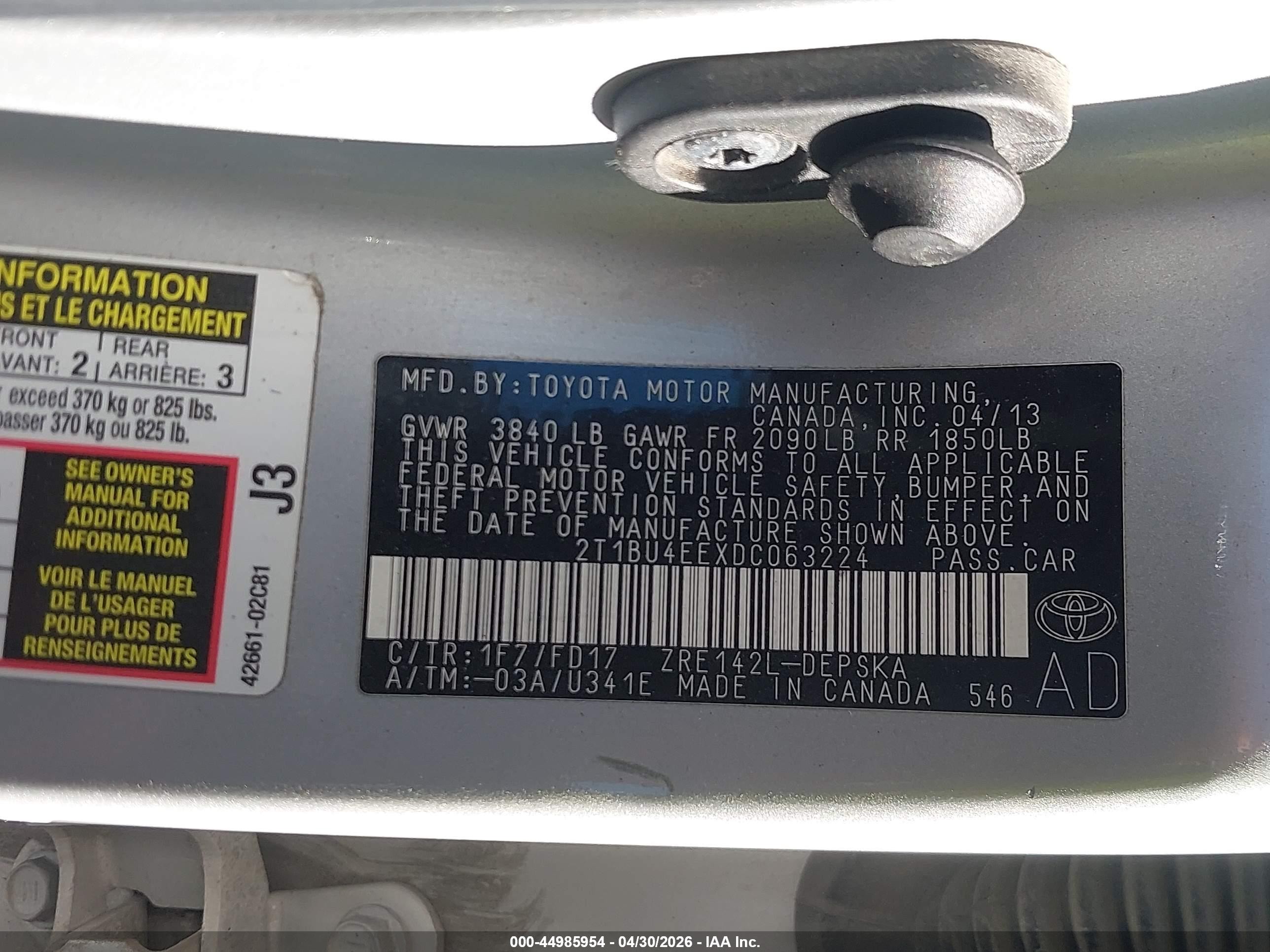 2013 Toyota Corolla S Silver vin: 2T1BU4EEXDC063224