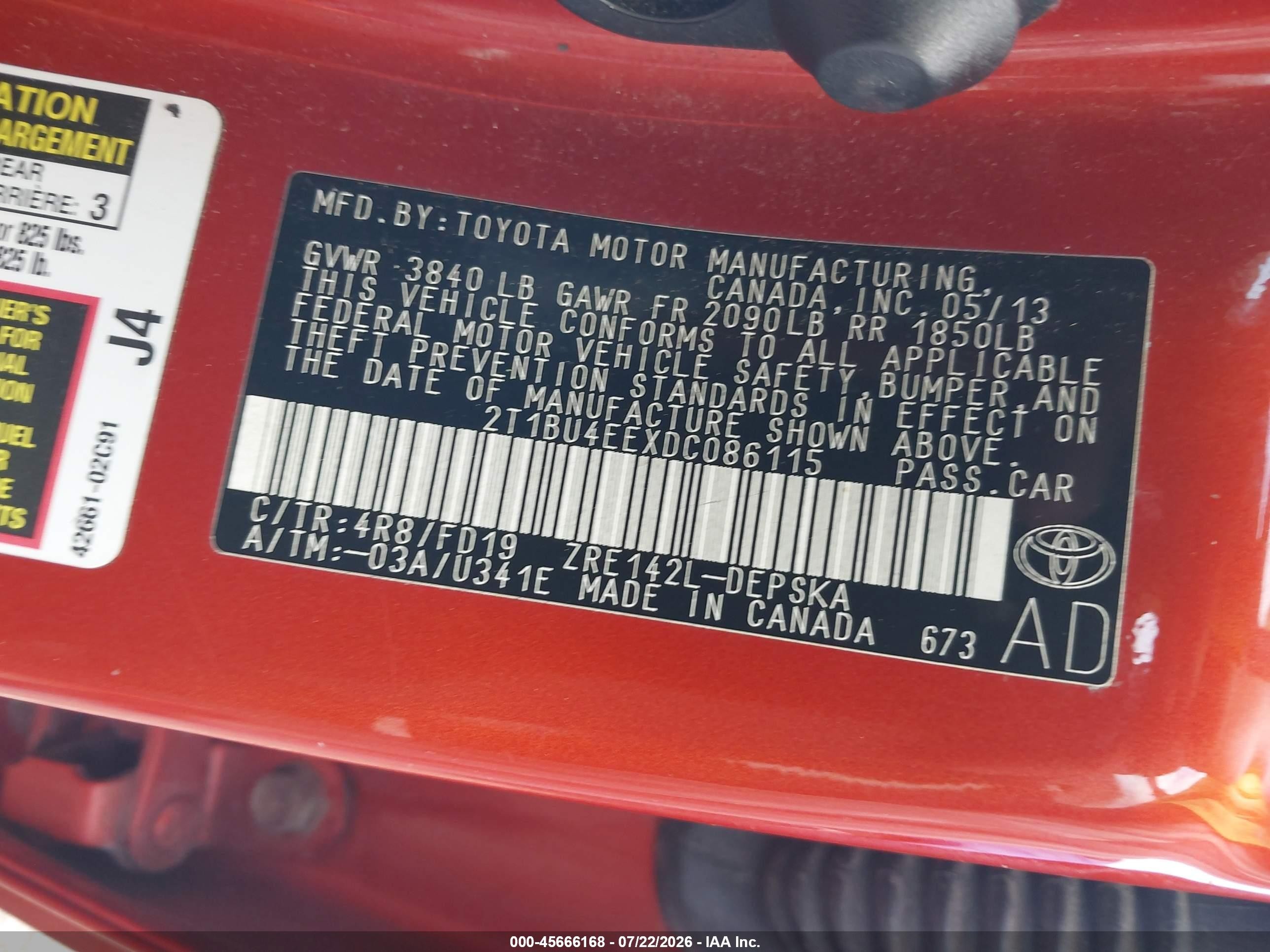 2013 Toyota Corolla S Special Edition Orange vin: 2T1BU4EEXDC086115