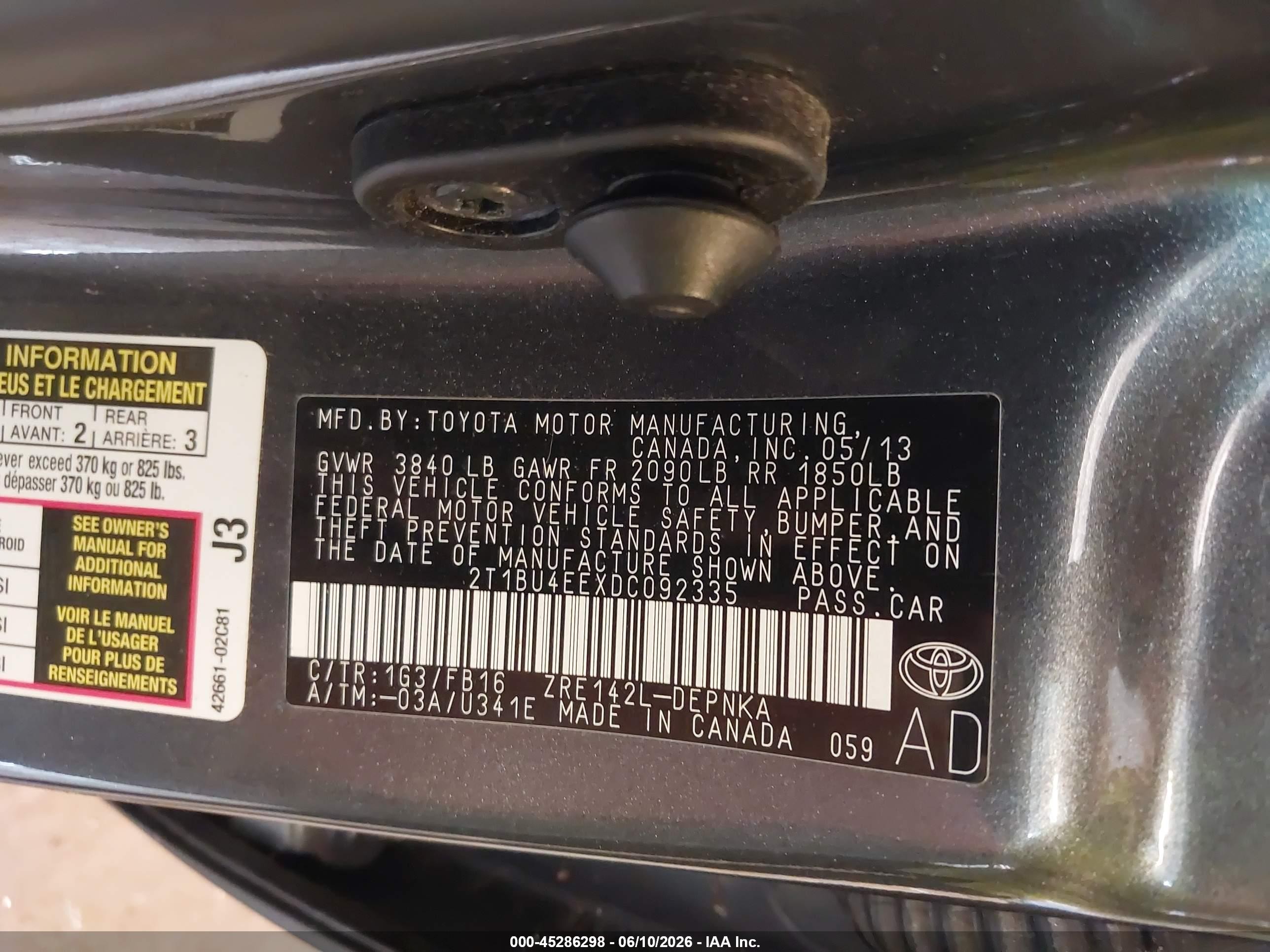 2013 Toyota Corolla Le Gray vin: 2T1BU4EEXDC092335