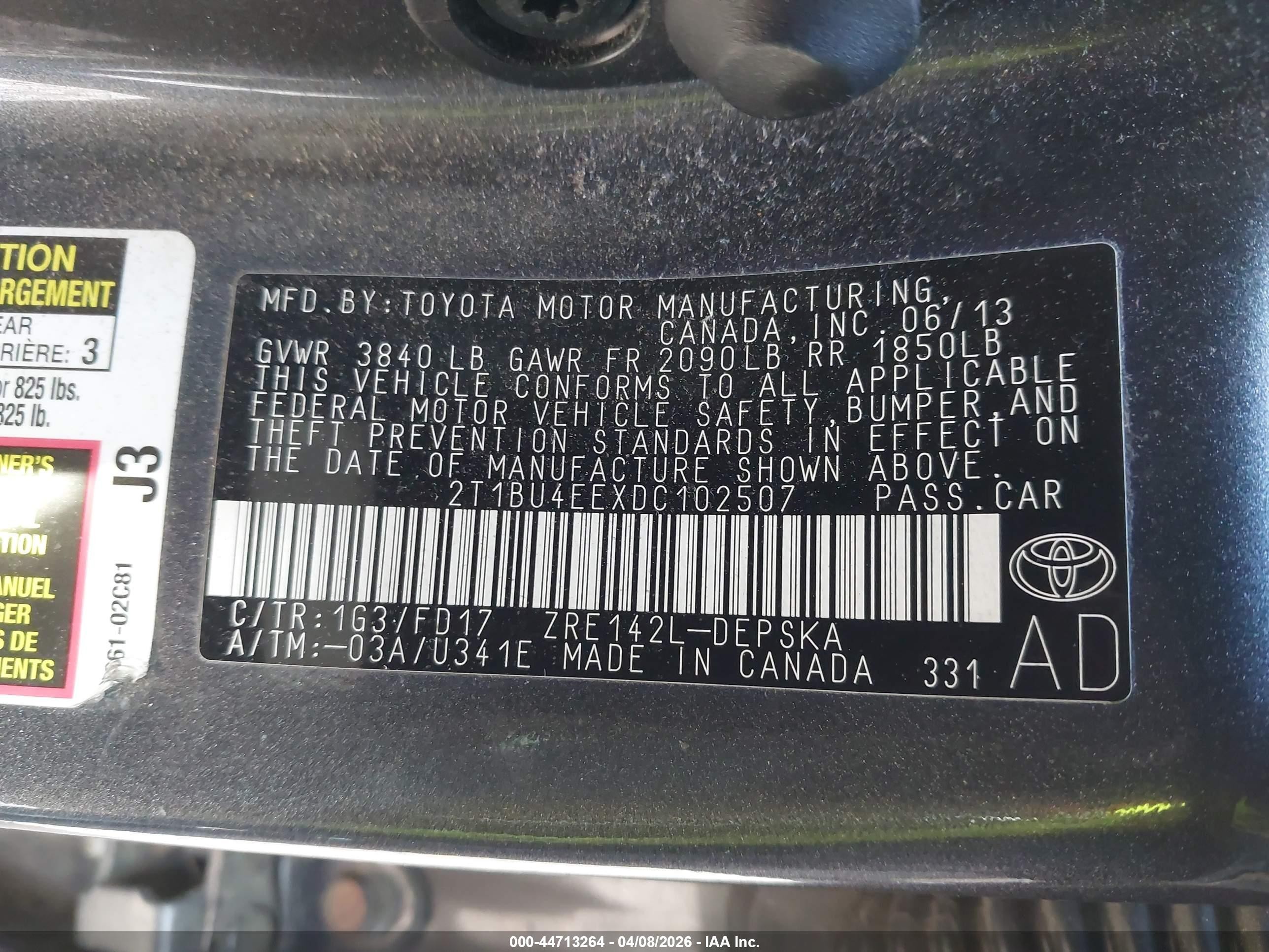 2013 Toyota Corolla S Gray vin: 2T1BU4EEXDC102507