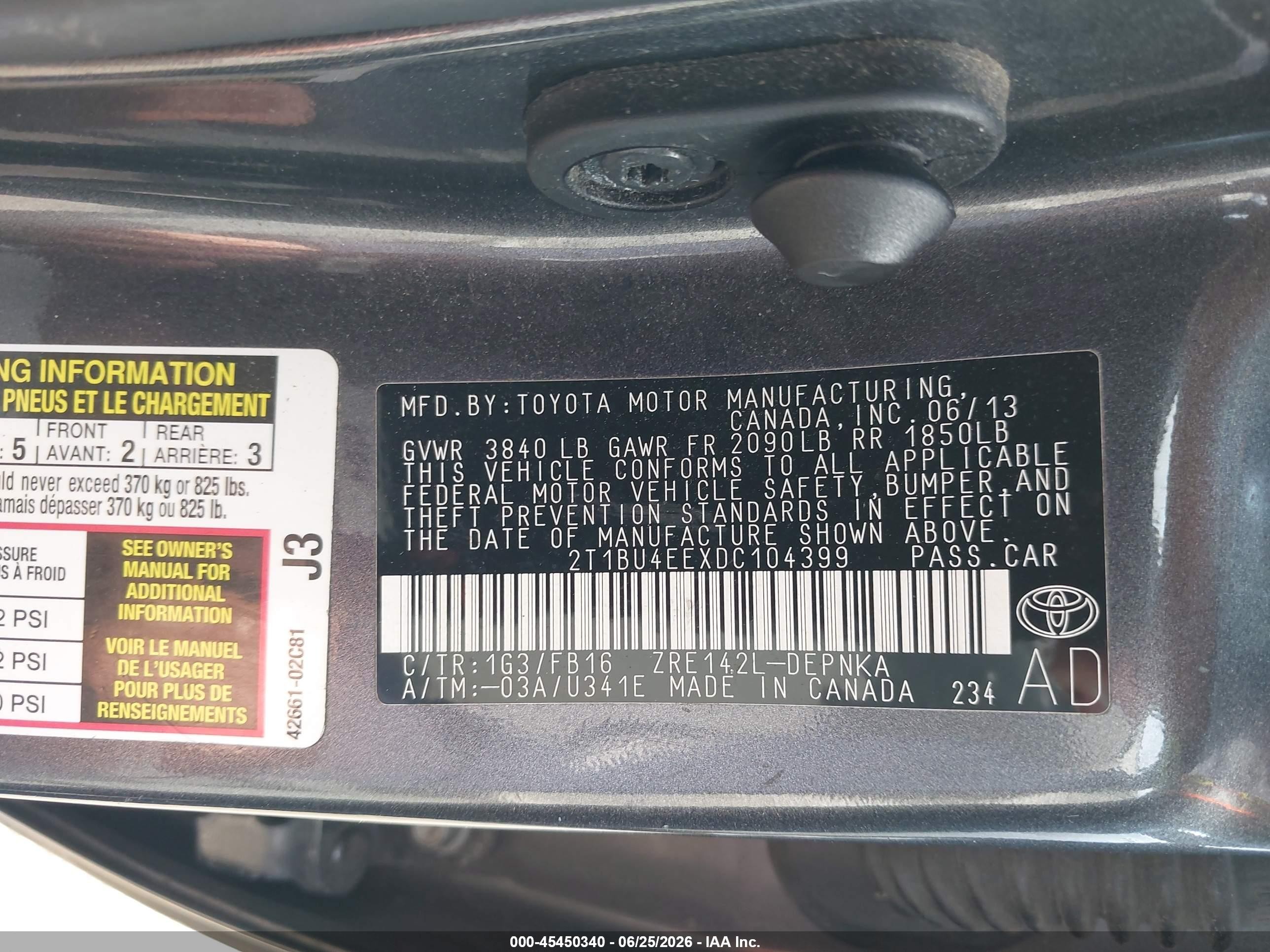 2013 Toyota Corolla Le Gray vin: 2T1BU4EEXDC104399