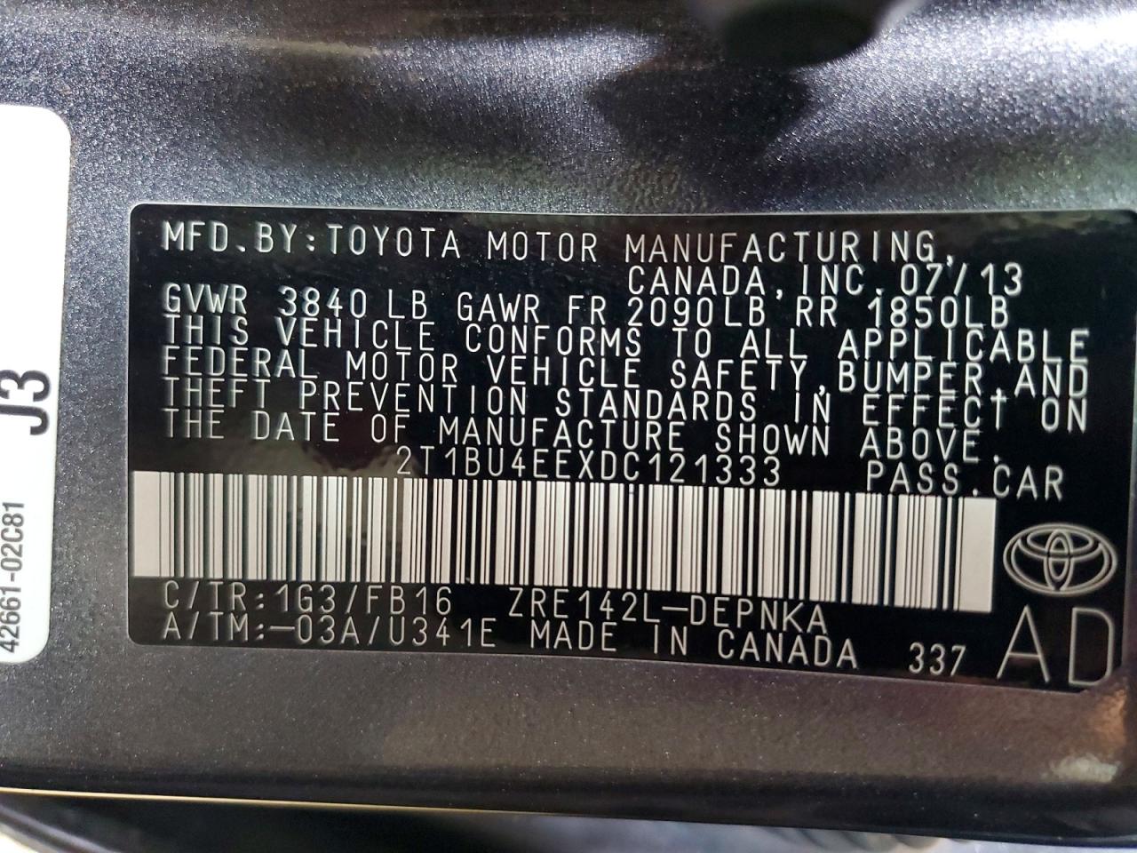 2013 Toyota Corolla Le Gray vin: 2T1BU4EEXDC121333