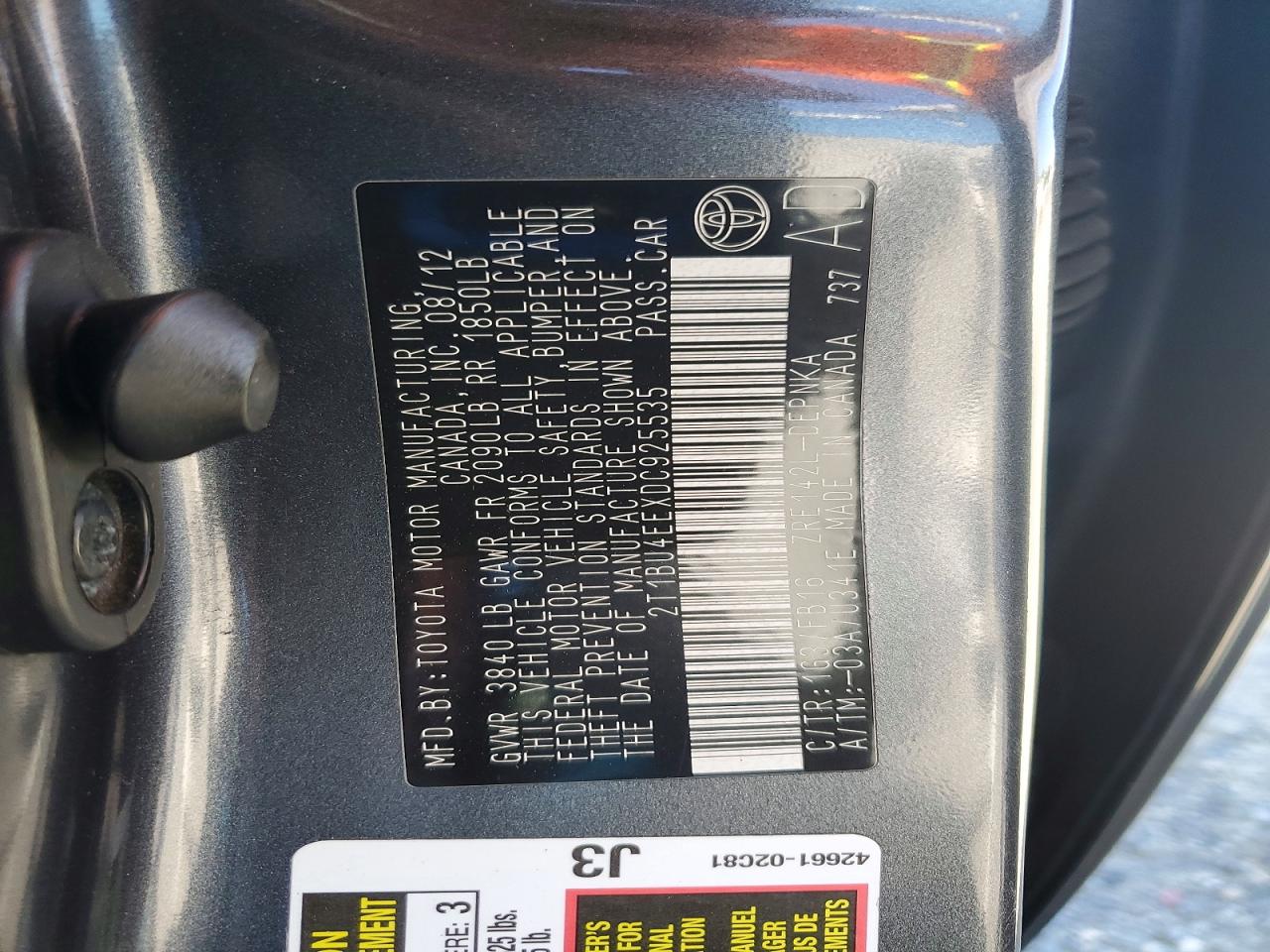 2013 Toyota Corolla Le Gray vin: 2T1BU4EEXDC925535