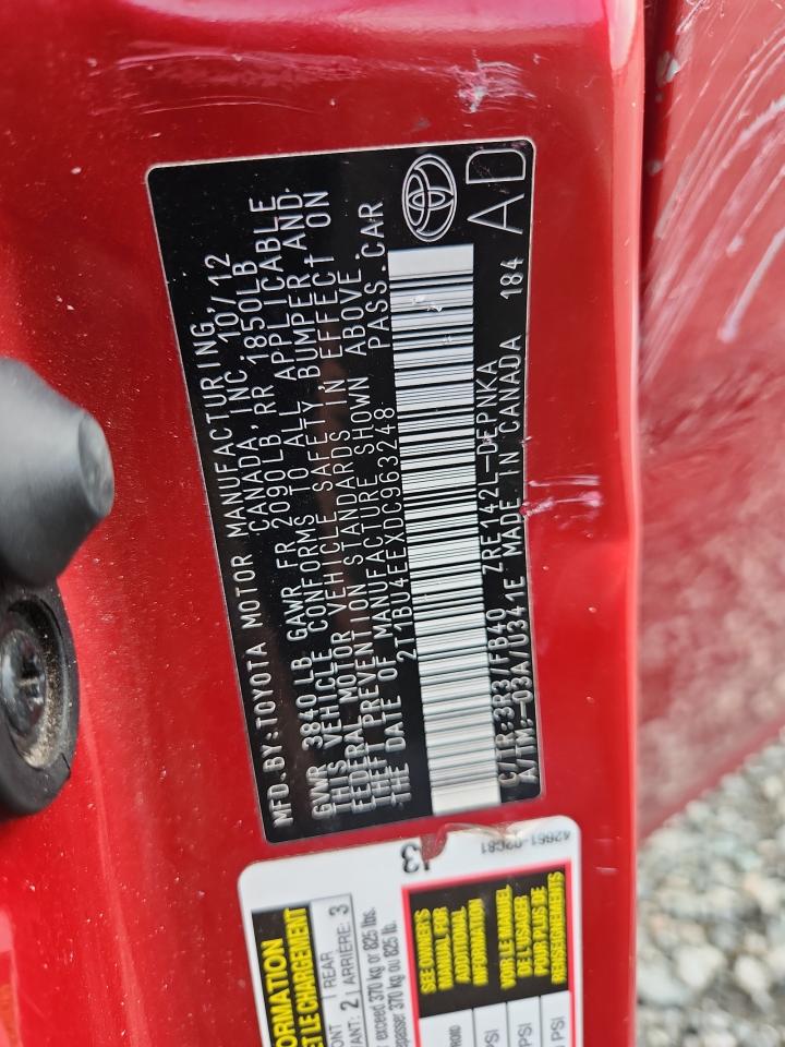 2013 Toyota Corolla Le Красный vin: 2T1BU4EEXDC963248