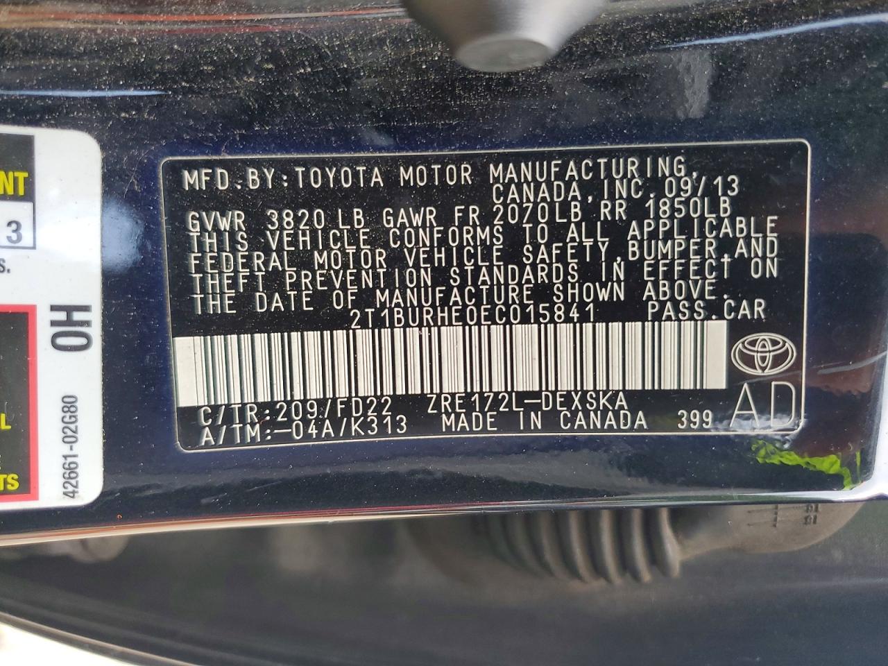 2014 Toyota Corolla S Plus Black vin: 2T1BURHE0EC015841