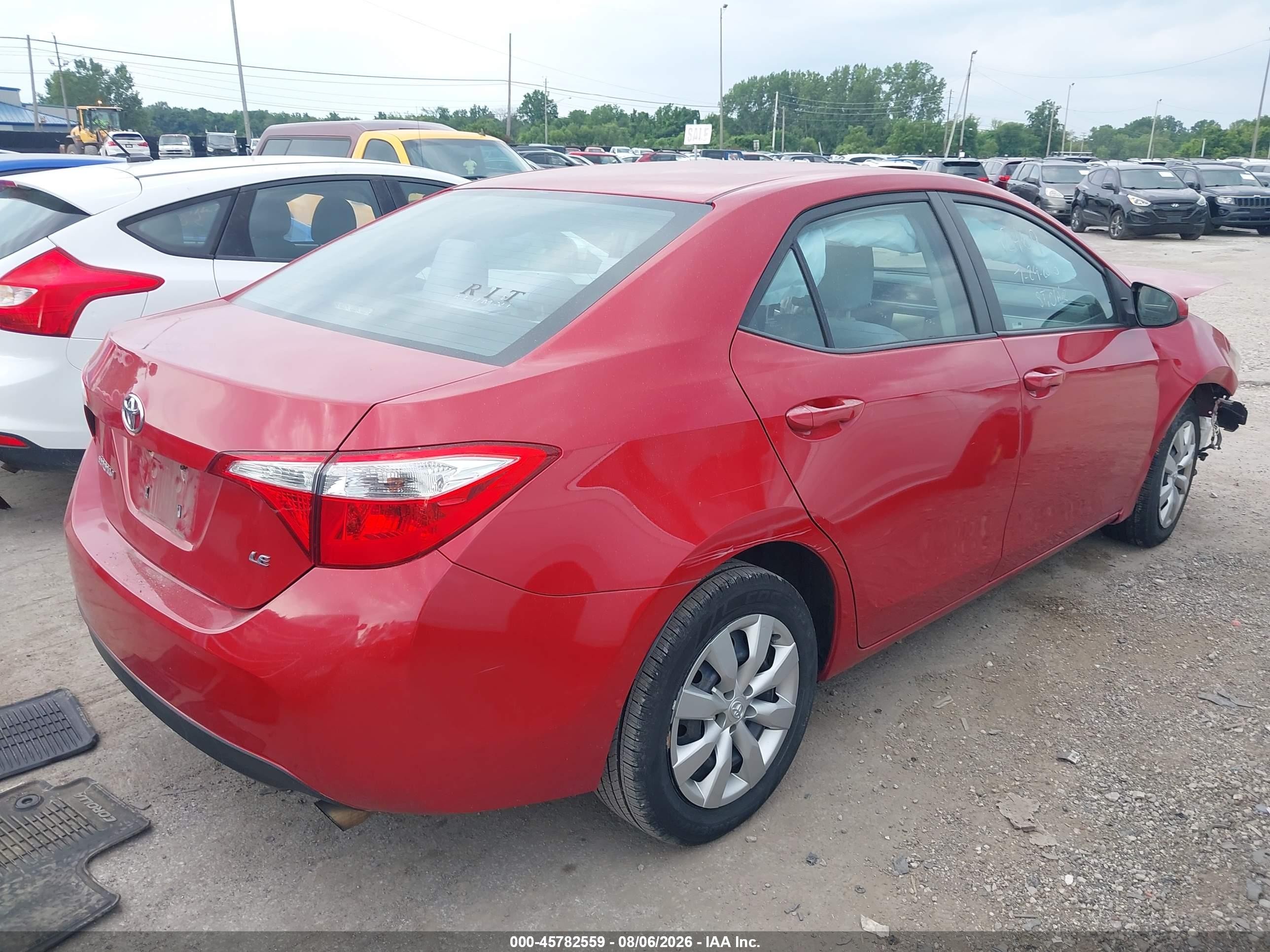 2014 Toyota Corolla Le Red vin: 2T1BURHE0EC060536