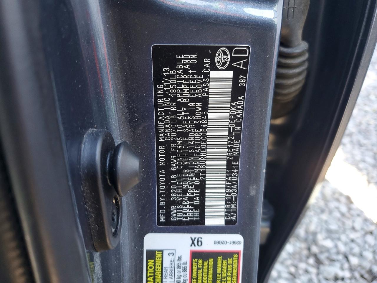 2014 Toyota Corolla L Gray vin: 2T1BURHE0EC064845