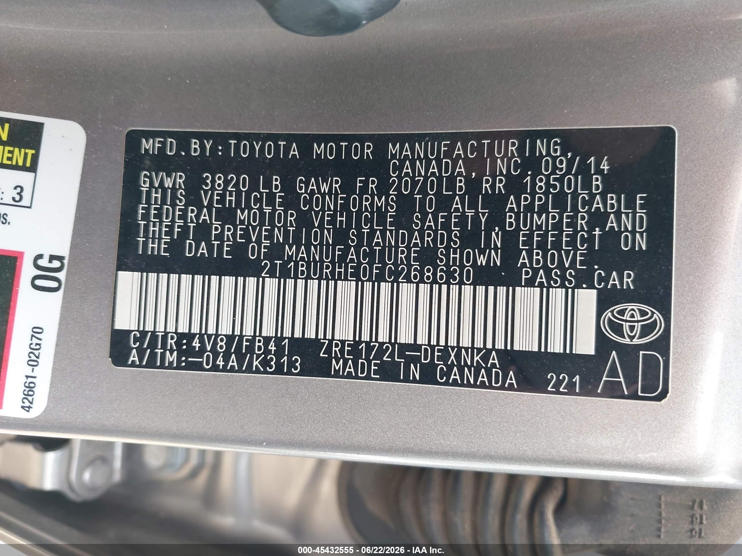 2015 Toyota Corolla Le Plus Gray vin: 2T1BURHE0FC268630