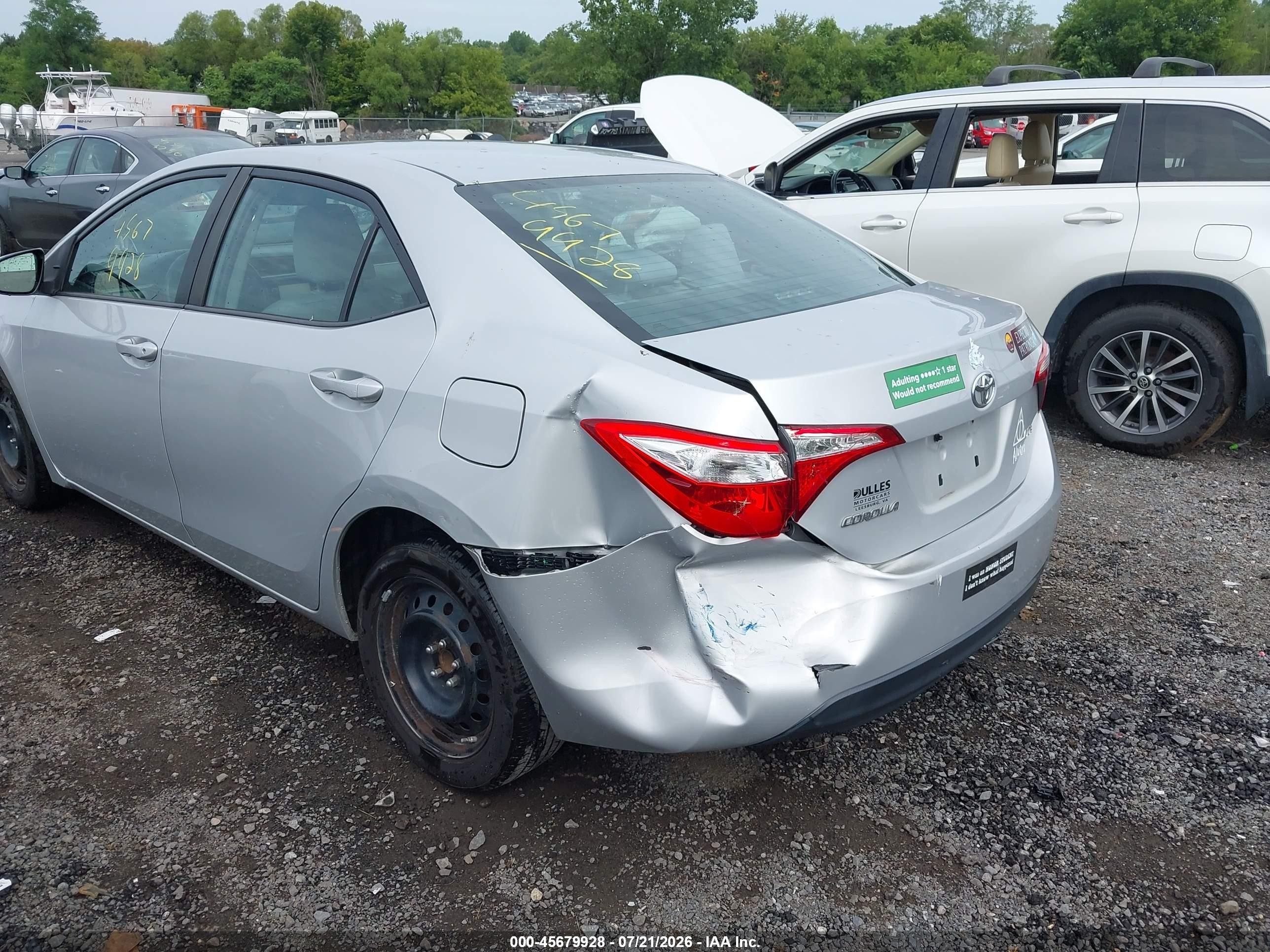 2015 Toyota Corolla Le Silver vin: 2T1BURHE0FC301559