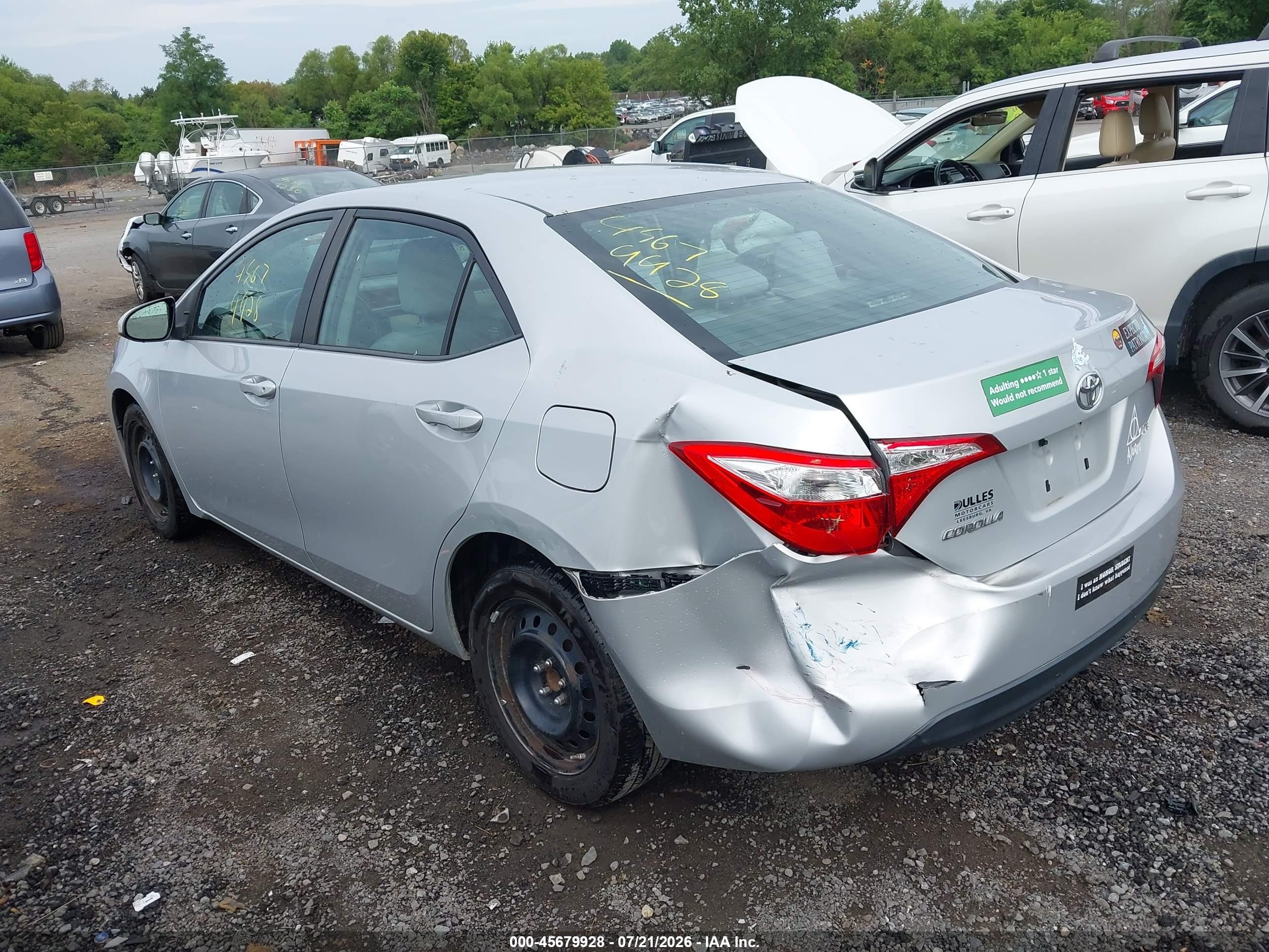 2015 Toyota Corolla Le Silver vin: 2T1BURHE0FC301559