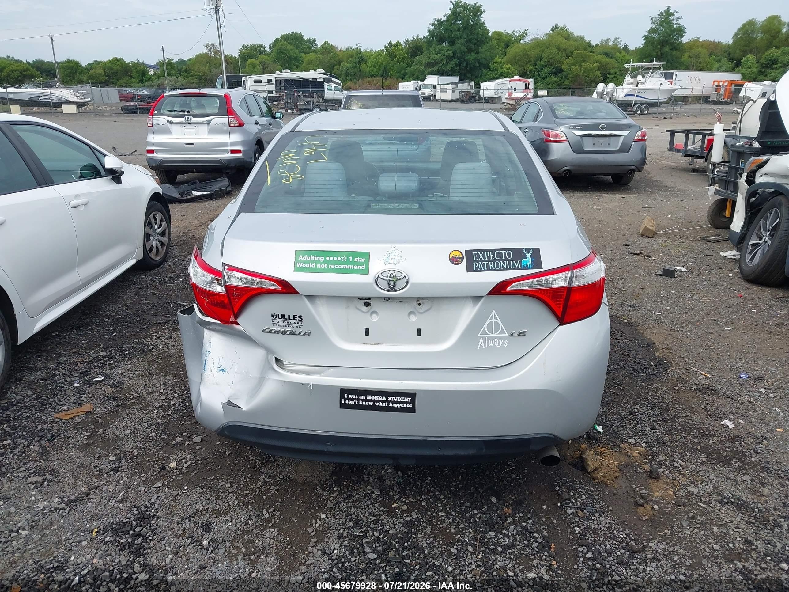 2015 Toyota Corolla Le Silver vin: 2T1BURHE0FC301559
