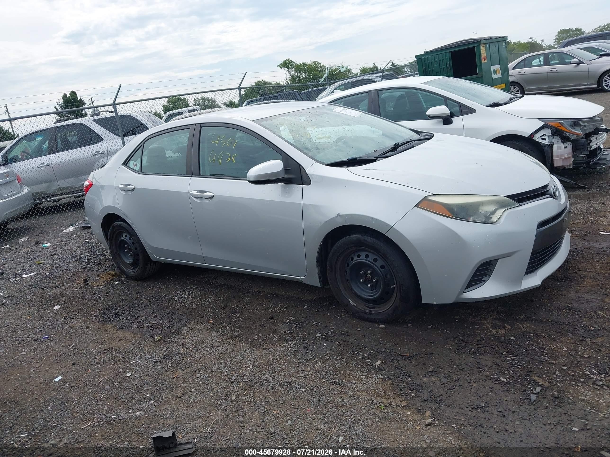 2015 Toyota Corolla Le Silver vin: 2T1BURHE0FC301559