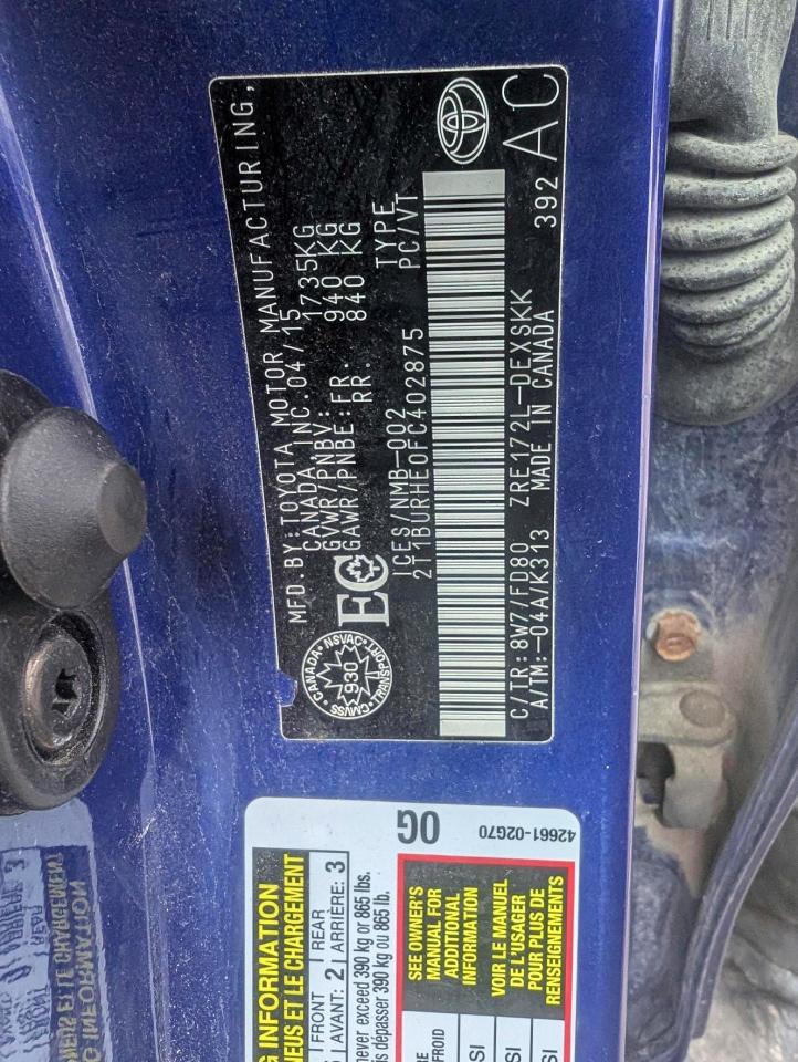 2015 Toyota Corolla L Blue vin: 2T1BURHE0FC402875