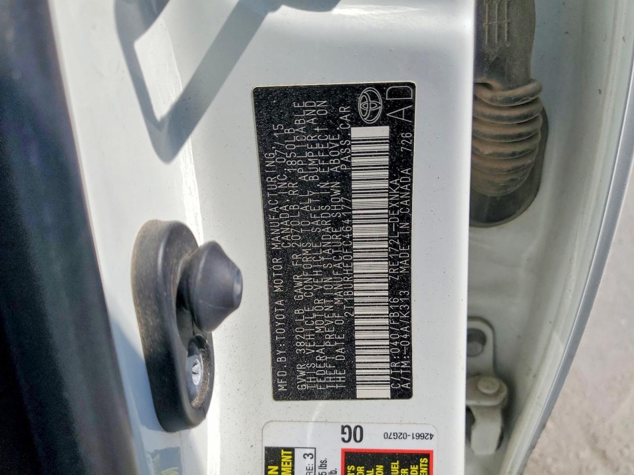 2015 Toyota Corolla Le Белый vin: 2T1BURHE0FC464177