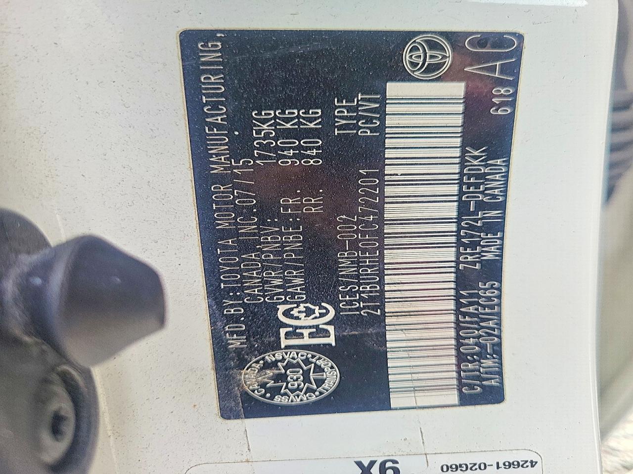 2015 Toyota Corolla L Белый vin: 2T1BURHE0FC472201