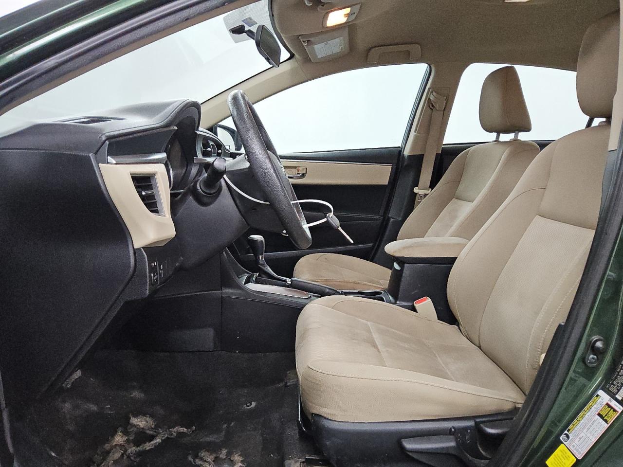 2015 Toyota Corolla Le Green vin: 2T1BURHE0FC473882 Damage: Left Front Carpet, Stained, Permanent
